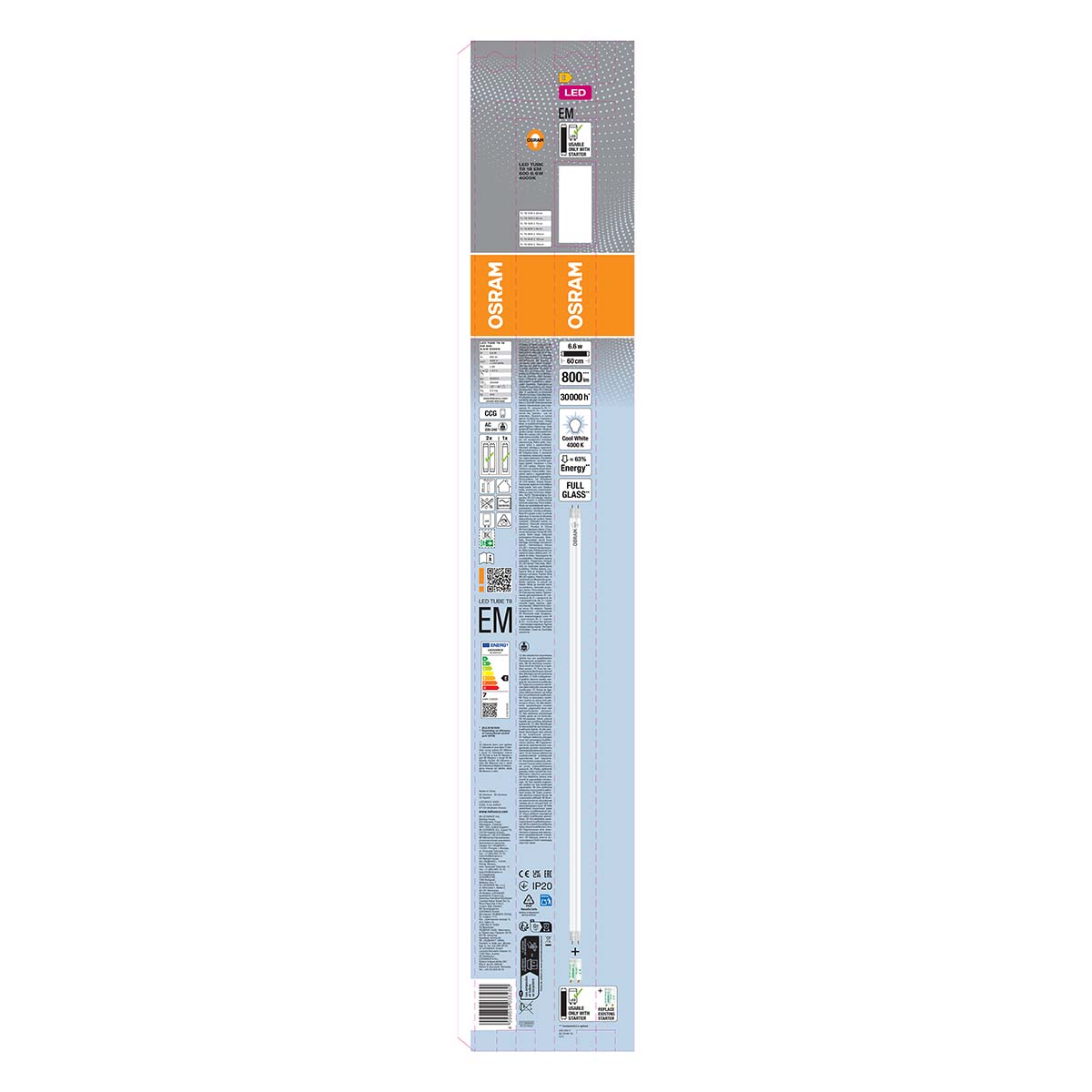 Tubo LED 6,6W 60cm 4000K Blanco-6