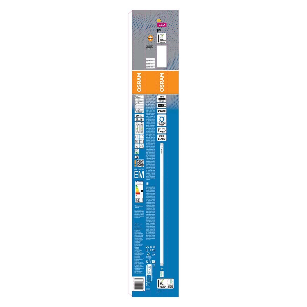 Tubo LED 6,6W 60cm 6500K Blanco-6