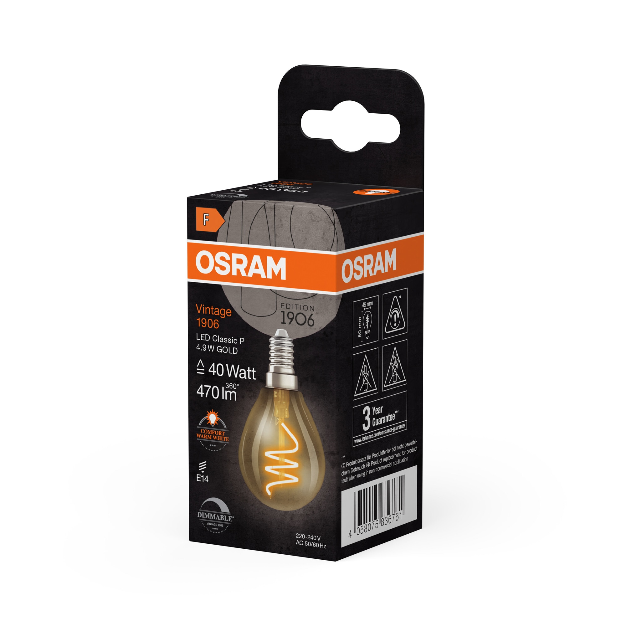 Bombilla LED Vintage Espiral 4,9W E14 2200K Dorado-4