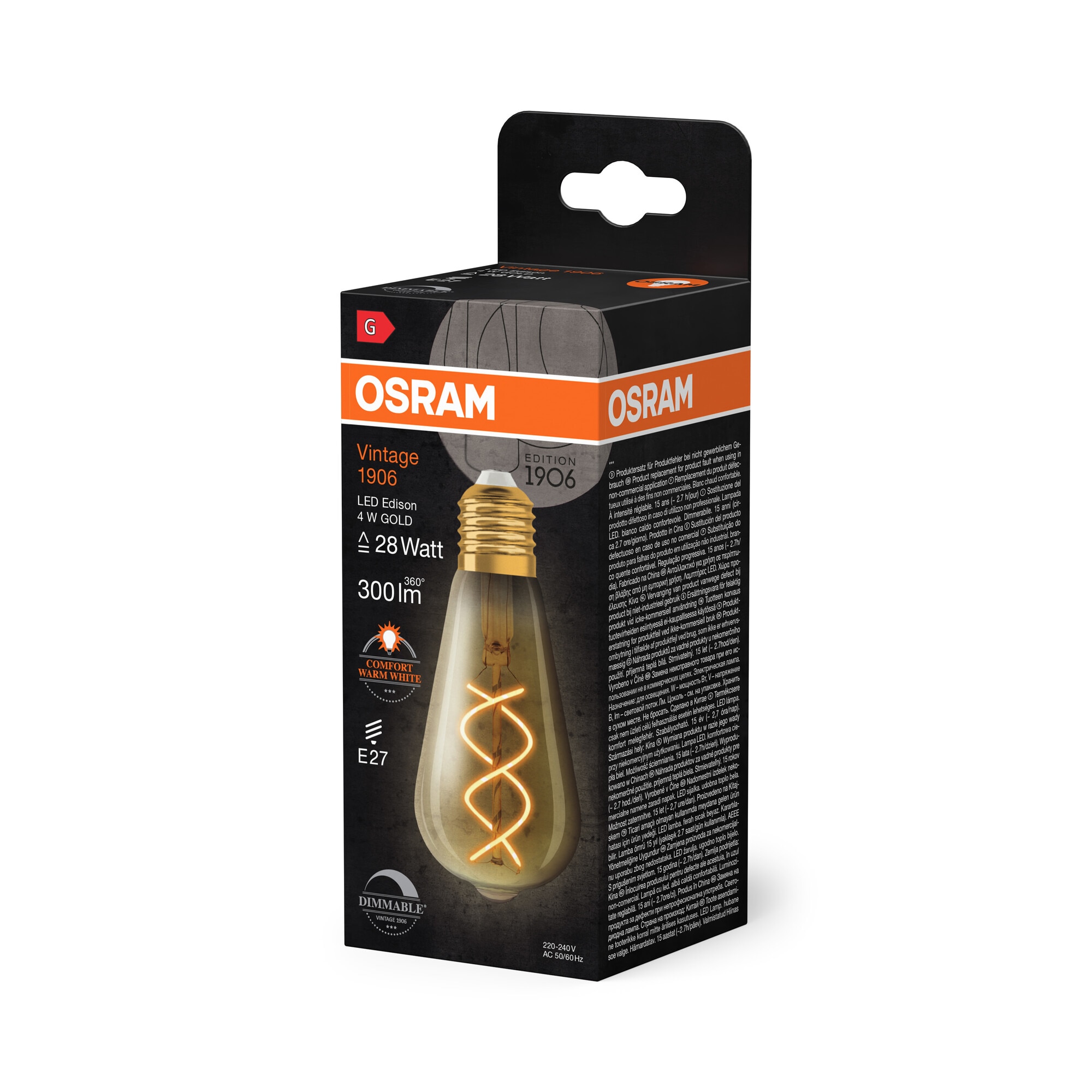 Lâmpada LED vintage Edison 4W E27 2000K Dourado-2