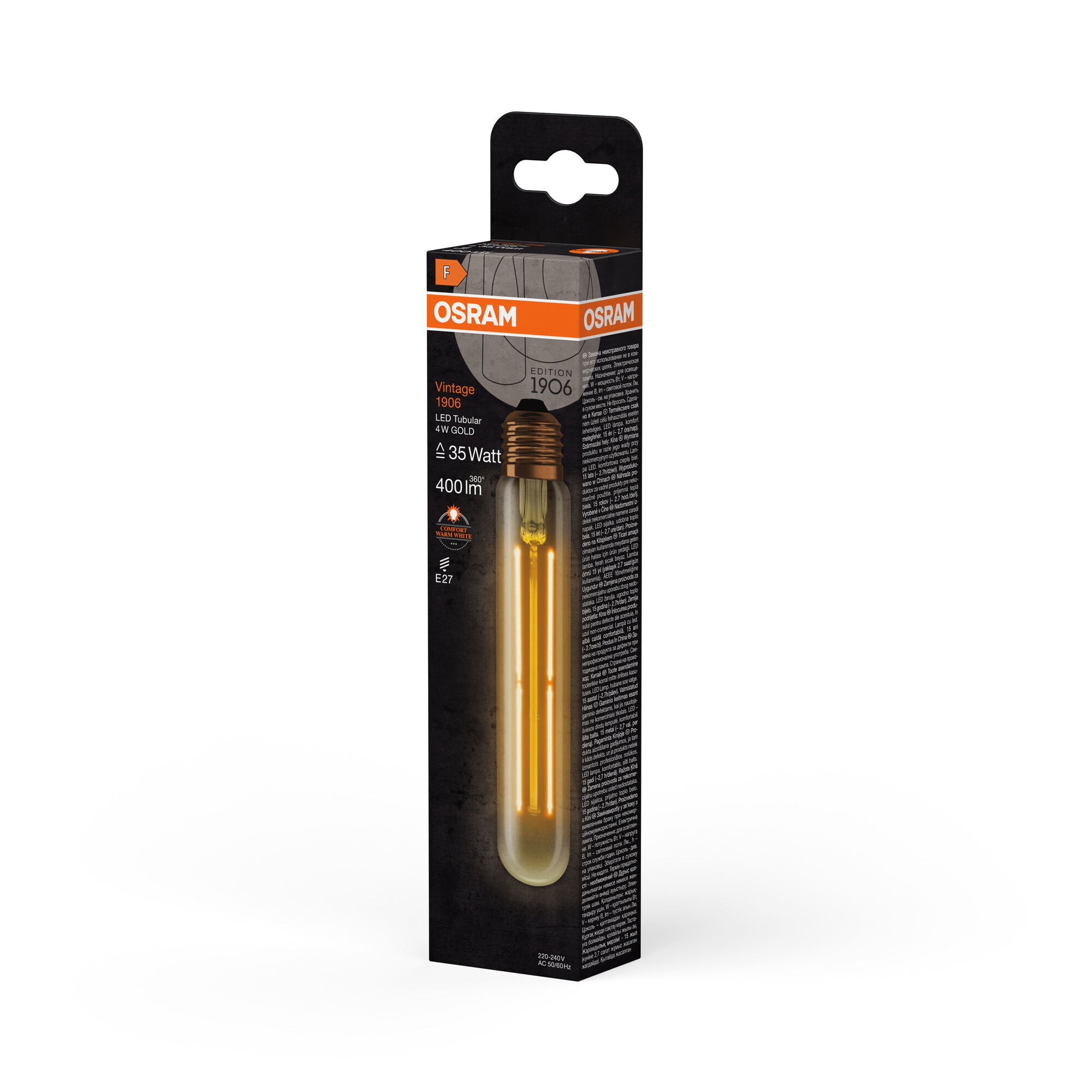 Bombilla LED Tubular 35 Filamento 4W 820 Oro  E27 Dorado-3