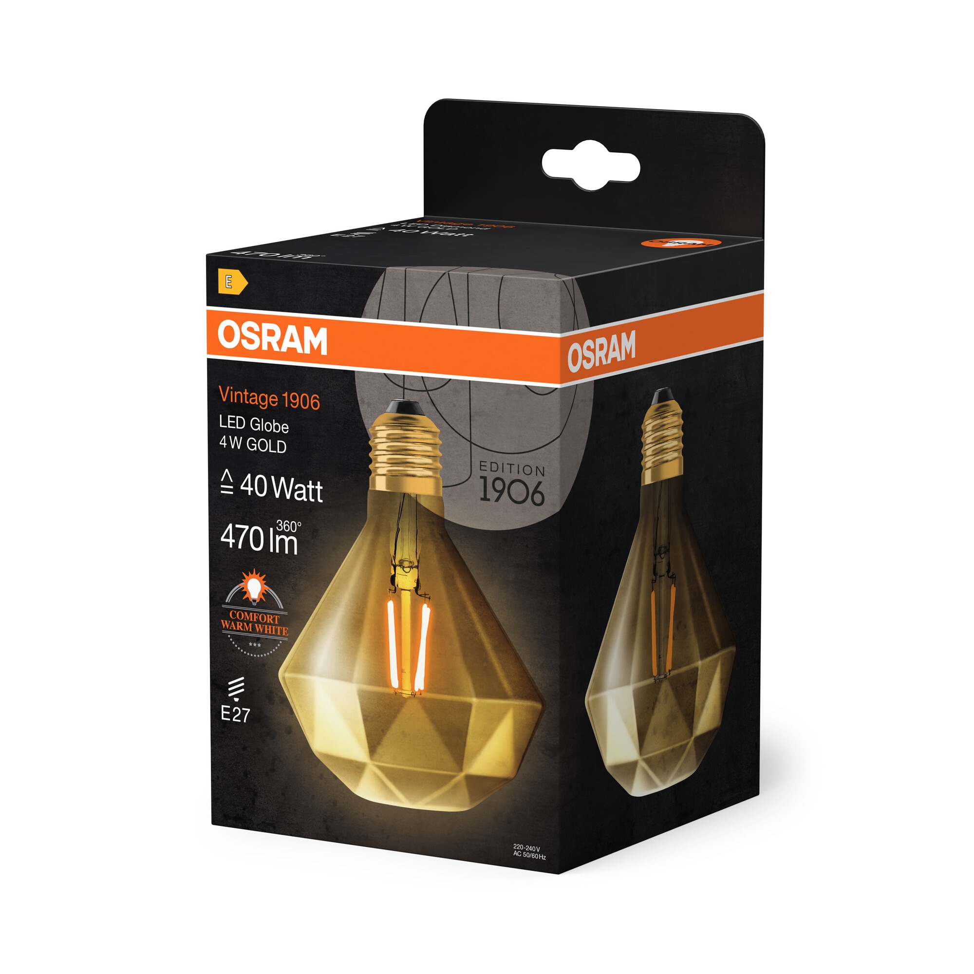 Bombilla LED 4W 2400K E27 Diamante Oro Dorado-4