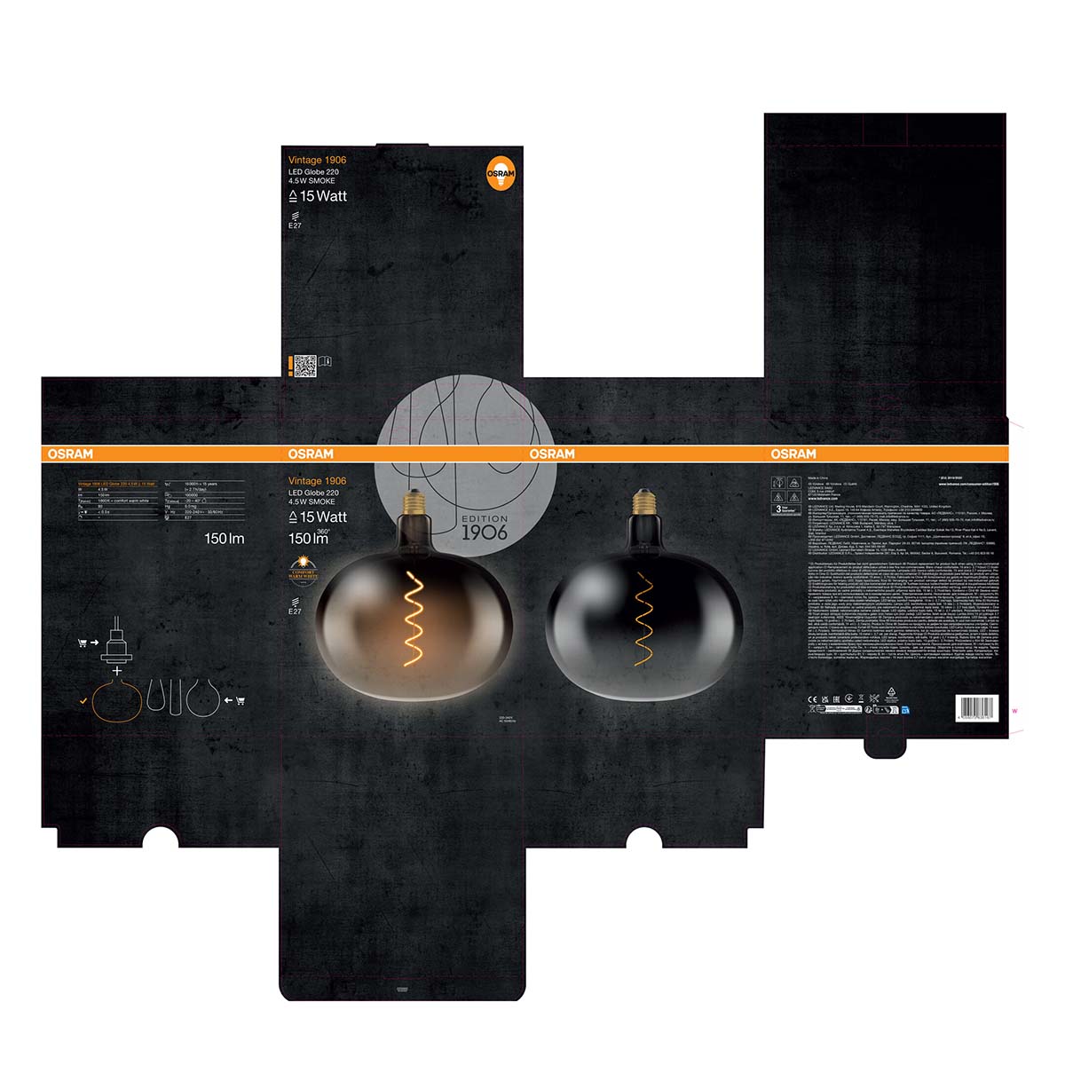 Bombilla LED 4.5W 1800K E27 Globo Ahumado Ahumado-6