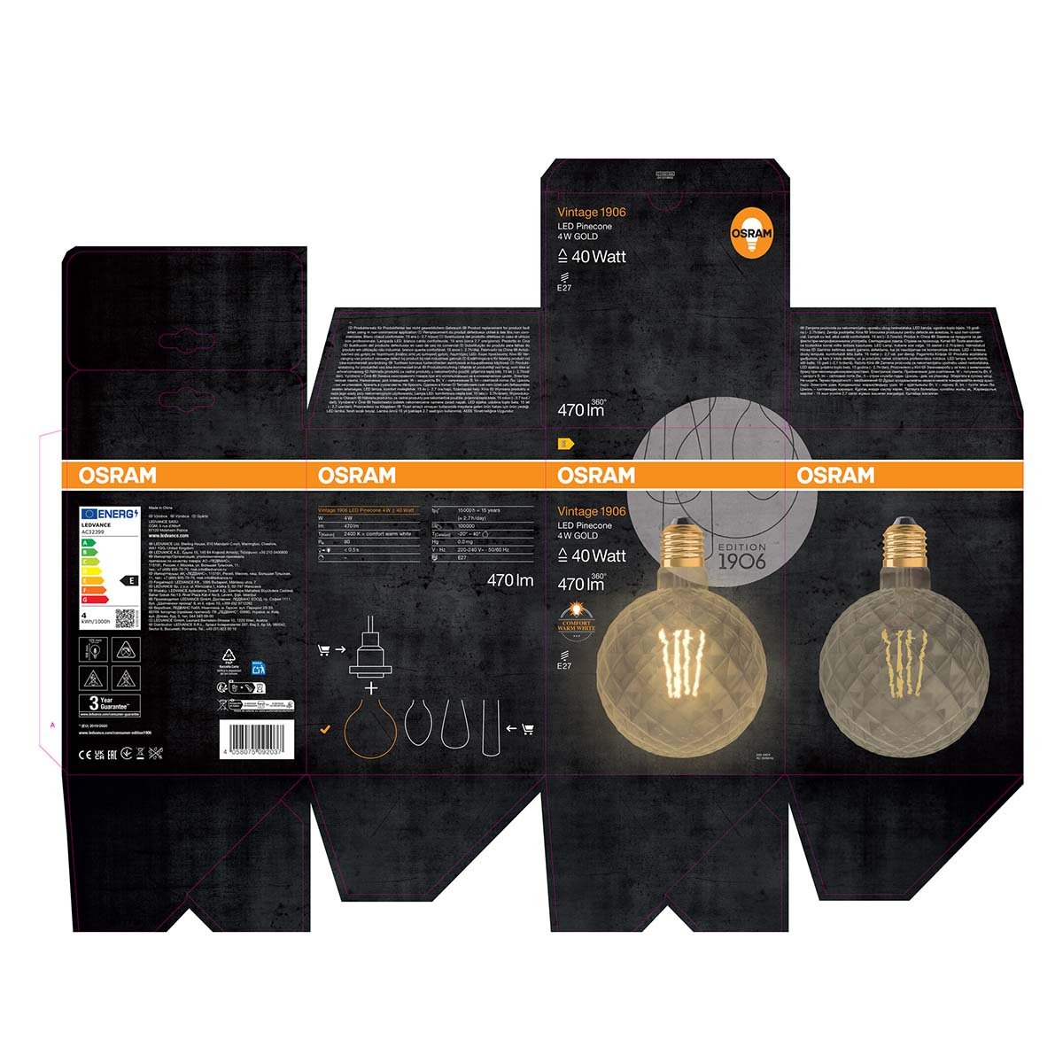 Lâmpada LED 4W 2400K E27  Dourada Dourado-6