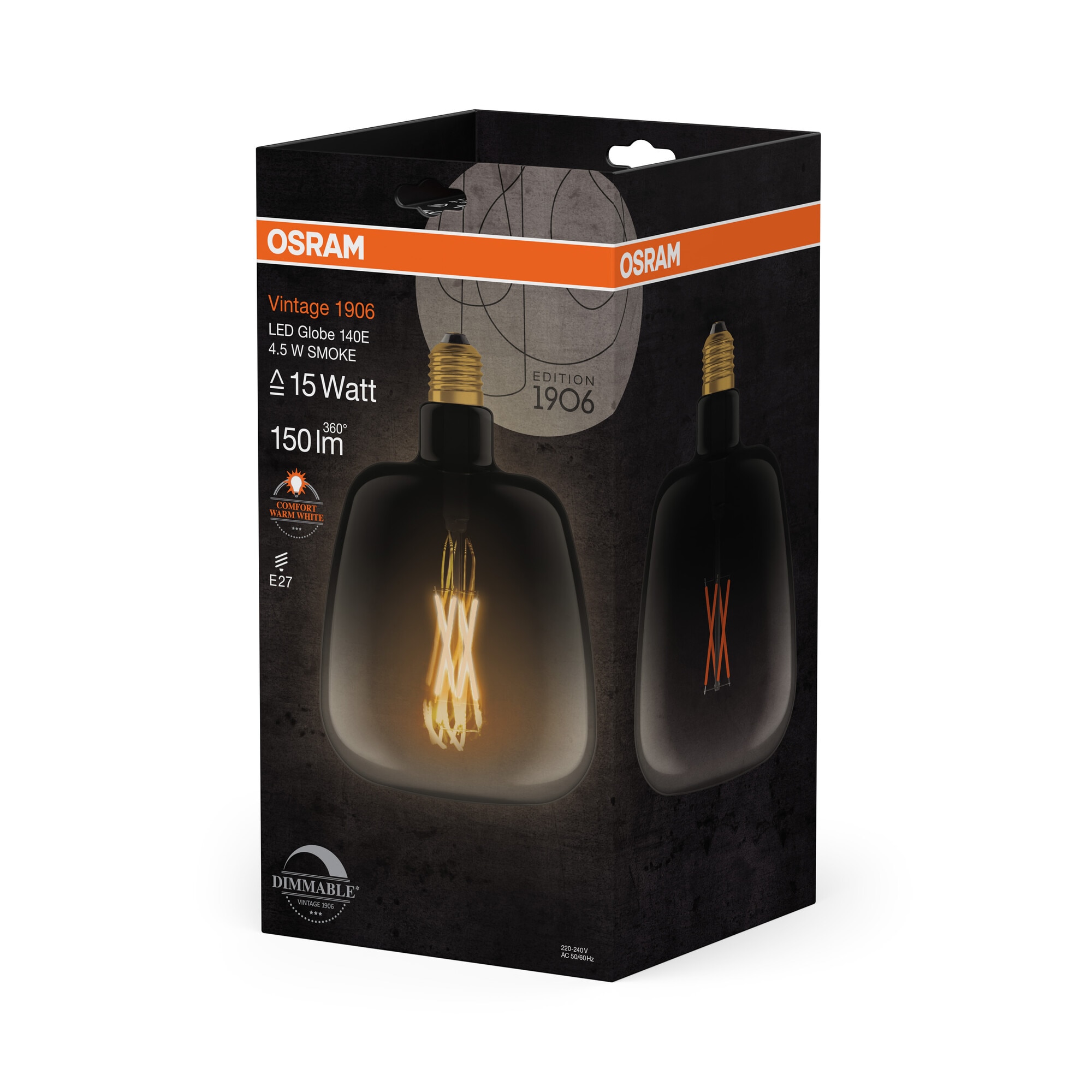 Lâmpada LED 4.5W 1600K E27 Globo de Fumodo Regulável Defumado-4
