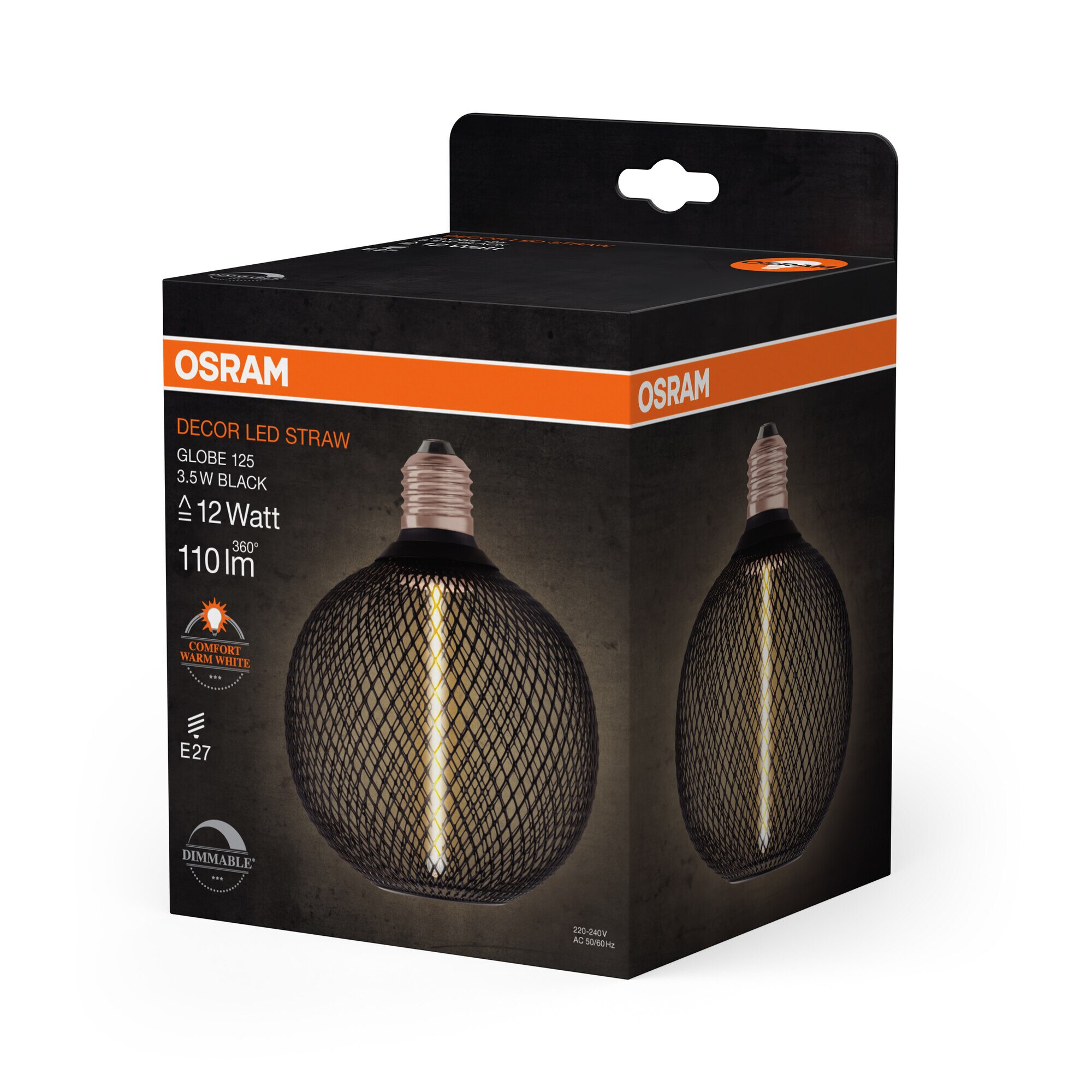 Bombilla Decor Metal Filamento 3,5W E27 Regulable Redonda Negro-4