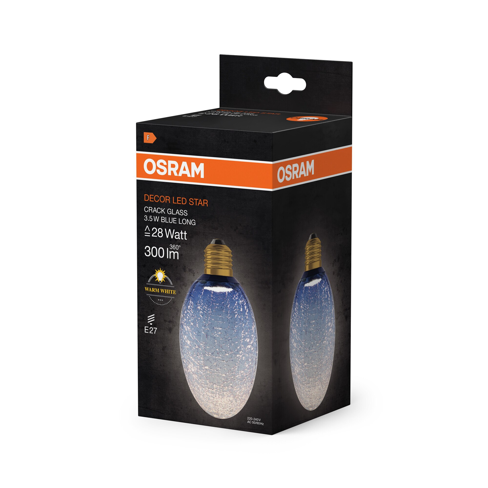 Bombilla LED Decorativa 3,5W 2700K E27 Cristal Azul Craquelado Ovalada Azul-3