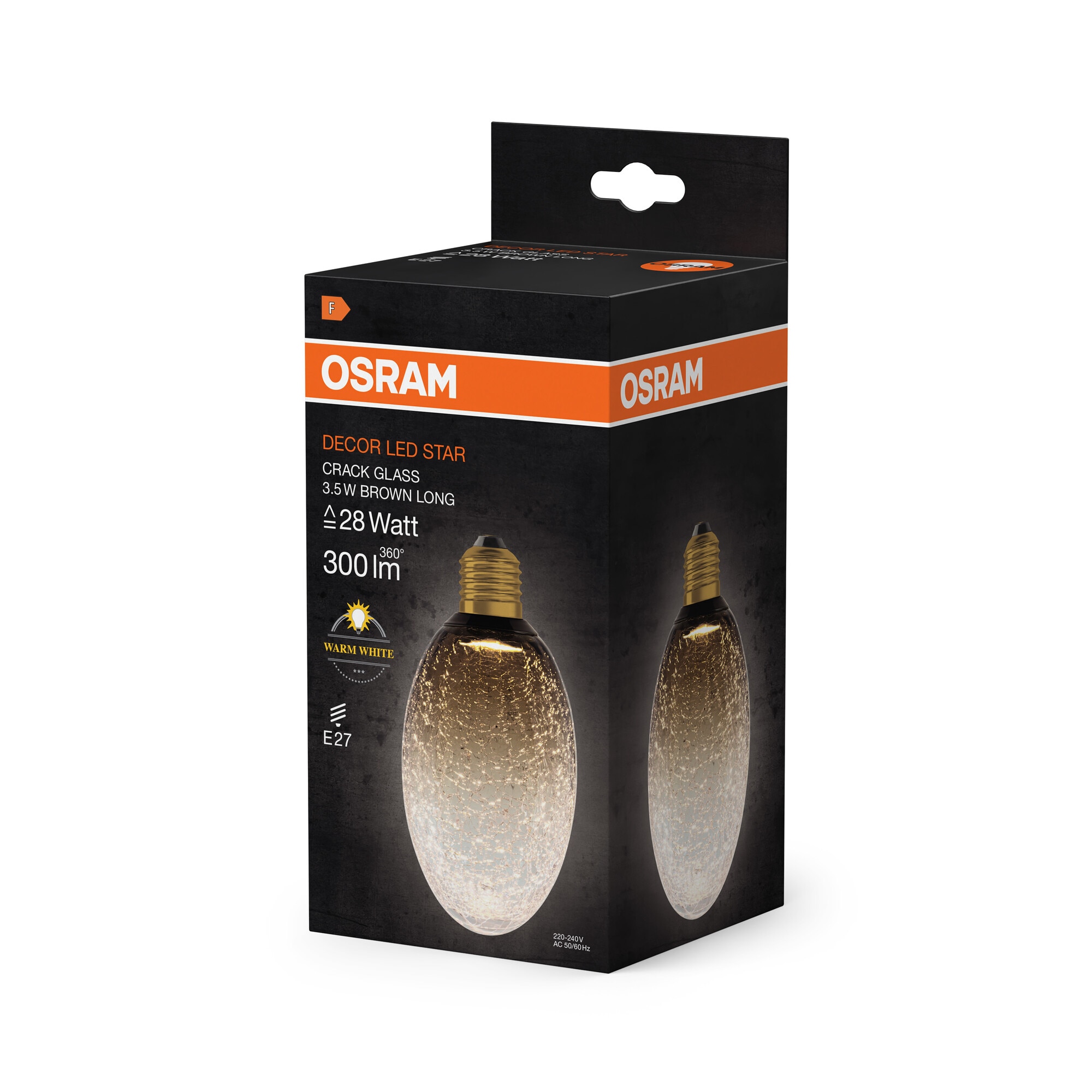 Bombilla LED Decorativa 3,5W 2700K E27 Cristal Marrón Craquelado Ovalada Marrón-4