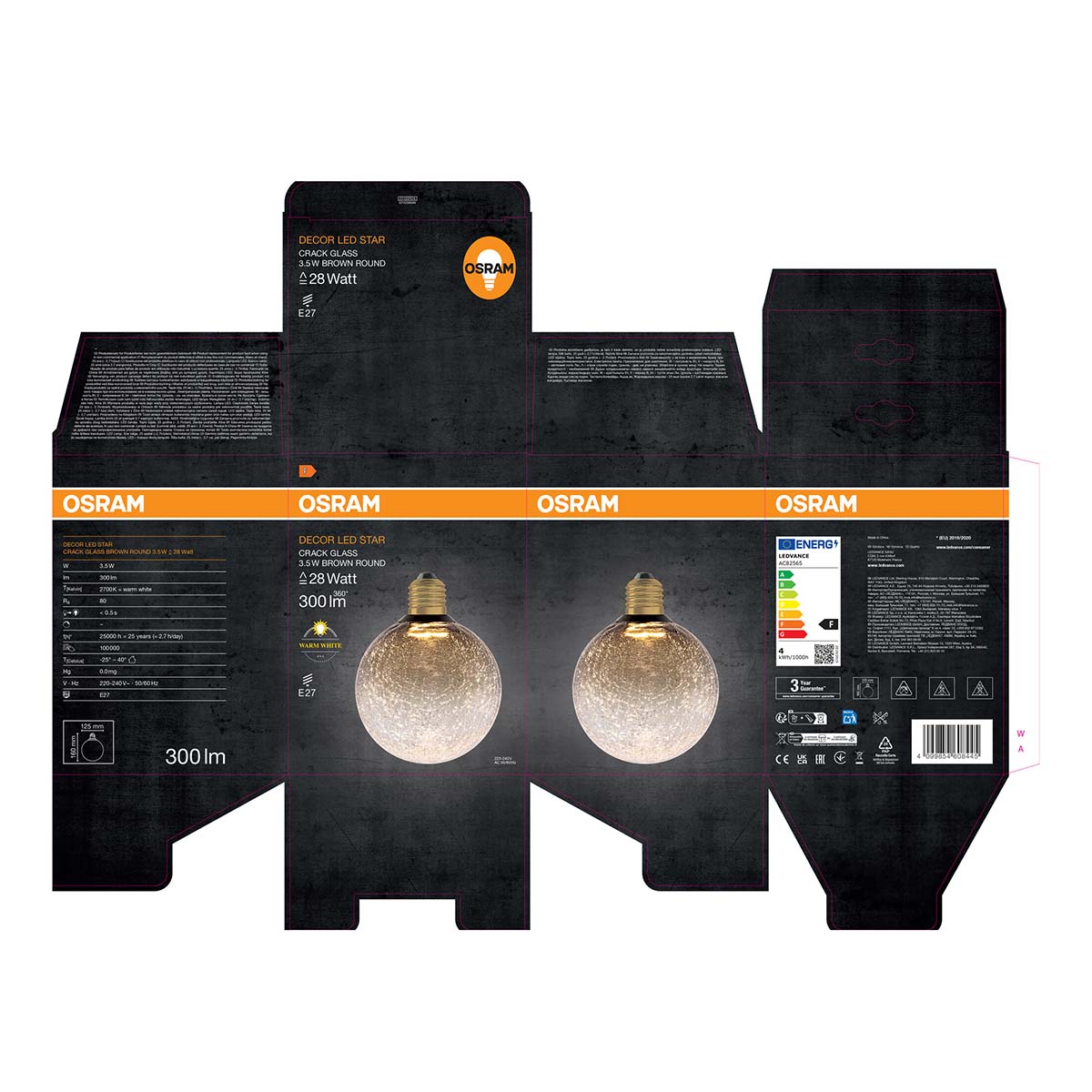 Lâmpada LED Decorativa 3.5W 2700K E27 Azul Castanho Vidroino Redonda Castanho-6