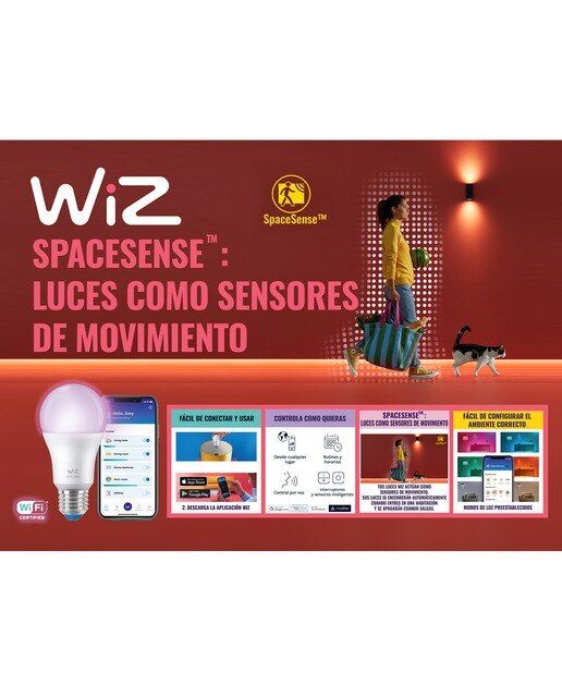 Bombilla LED Inteligente E27 8 W 2700 K Regulable SpaceSense Luz cálida ( <= 3000 K )-4