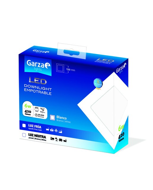 Downlight LED de Encastre Quadrada 6 W 420 lm Branco-2