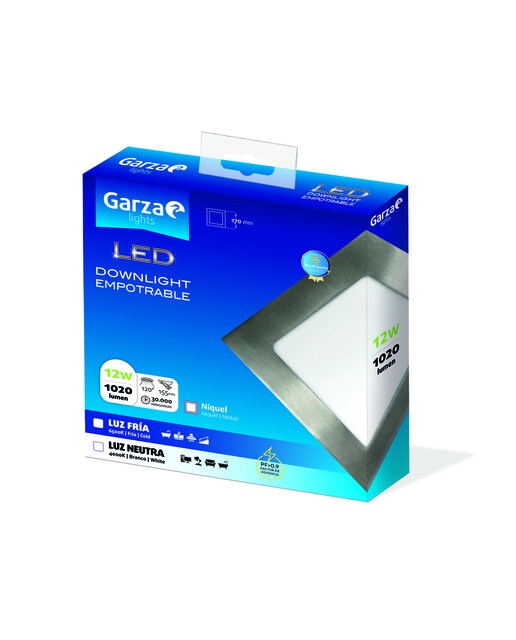 Downlight LED empotrable cuadrado 12 W 1020 lm Niquel-2