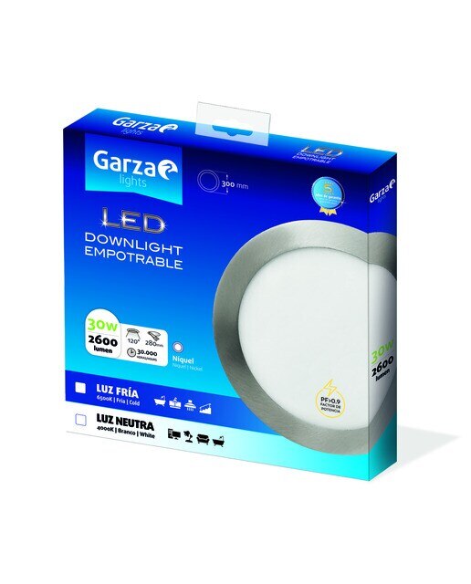 Downlight LED redonda de Encastre 30 W 2600 lm Níquel-2