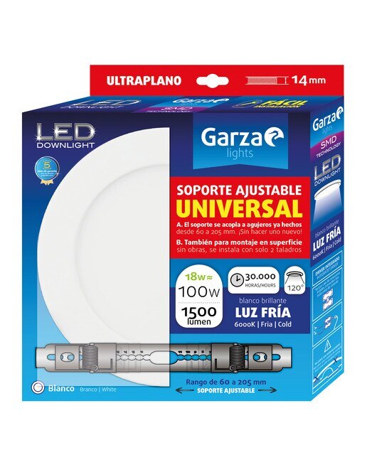 Downlight LED redondo empotrable 18 W Luz fría ( >= 5000 K )-2