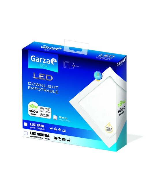 Downlight LED empotrable cuadrado 18 W 1600 lm Luz fría ( >= 5000 K )-2