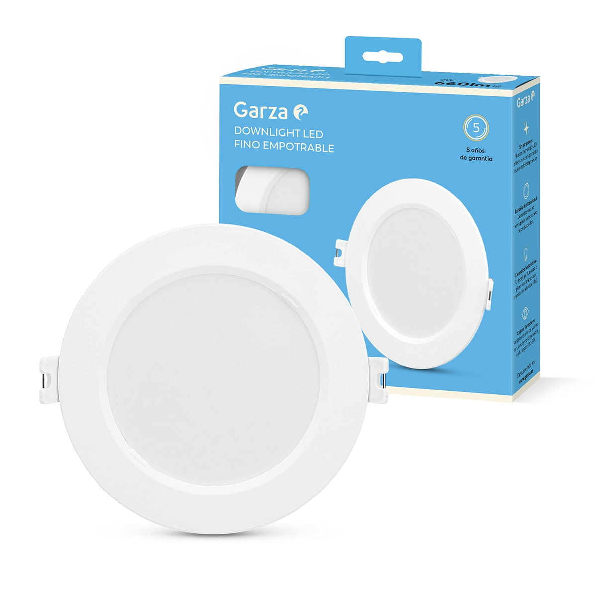 Downlight Empotrar Circular Acrílico GARZA 660lm 40K Ø120 Blanco-4