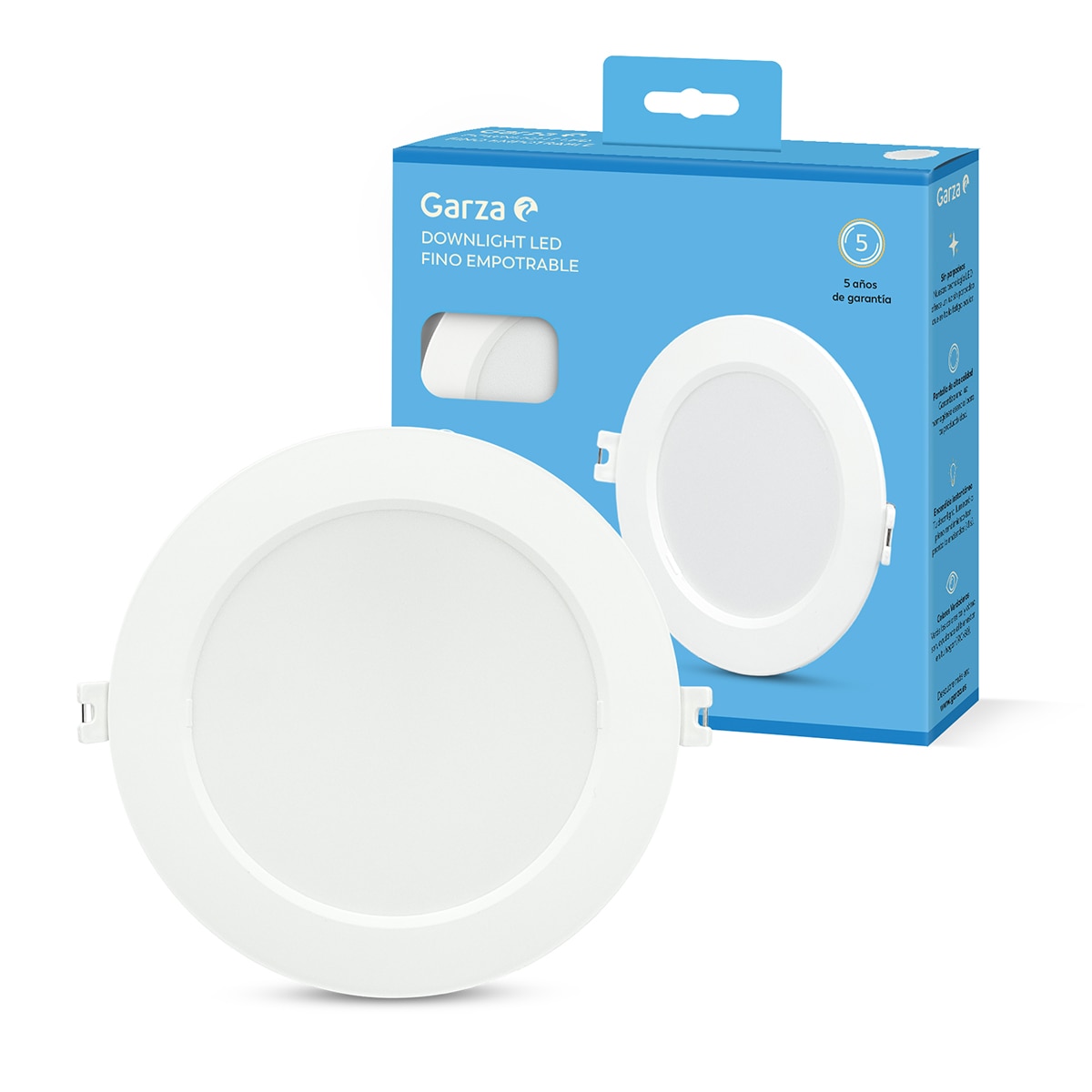Downlight Empotrable Circular Acrílico GARZA 1200lm 12W 65K Ø170 Blanco Blanco-4