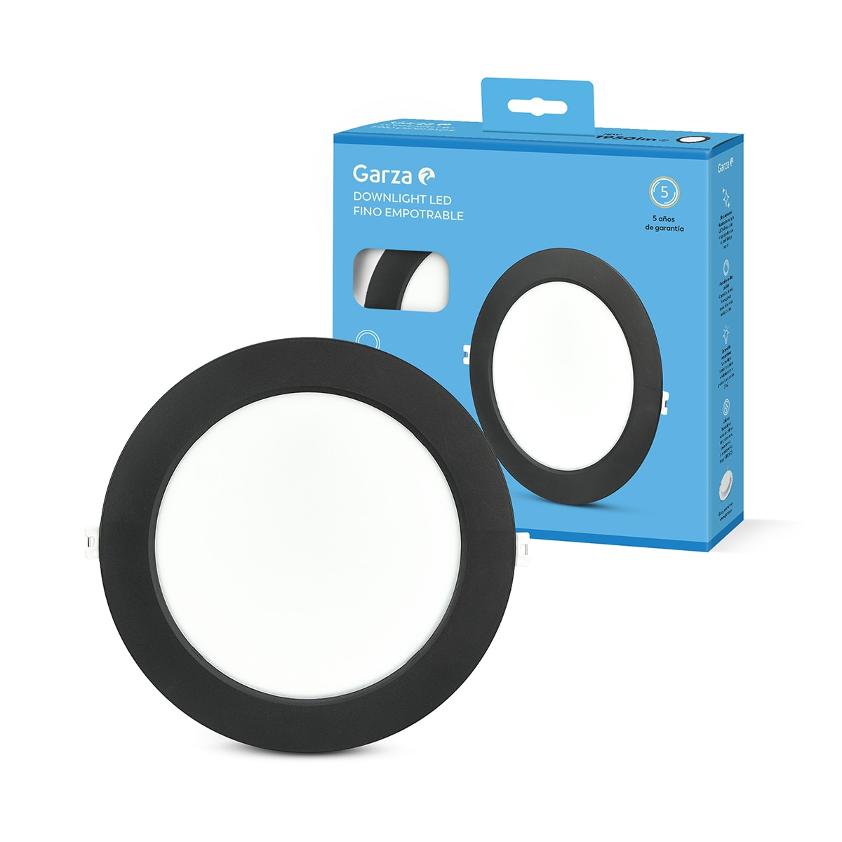 Downlight Empotrable Circular Acrílico GARZA 1950lm 18W 65K Ø220mm Negro Negro-4