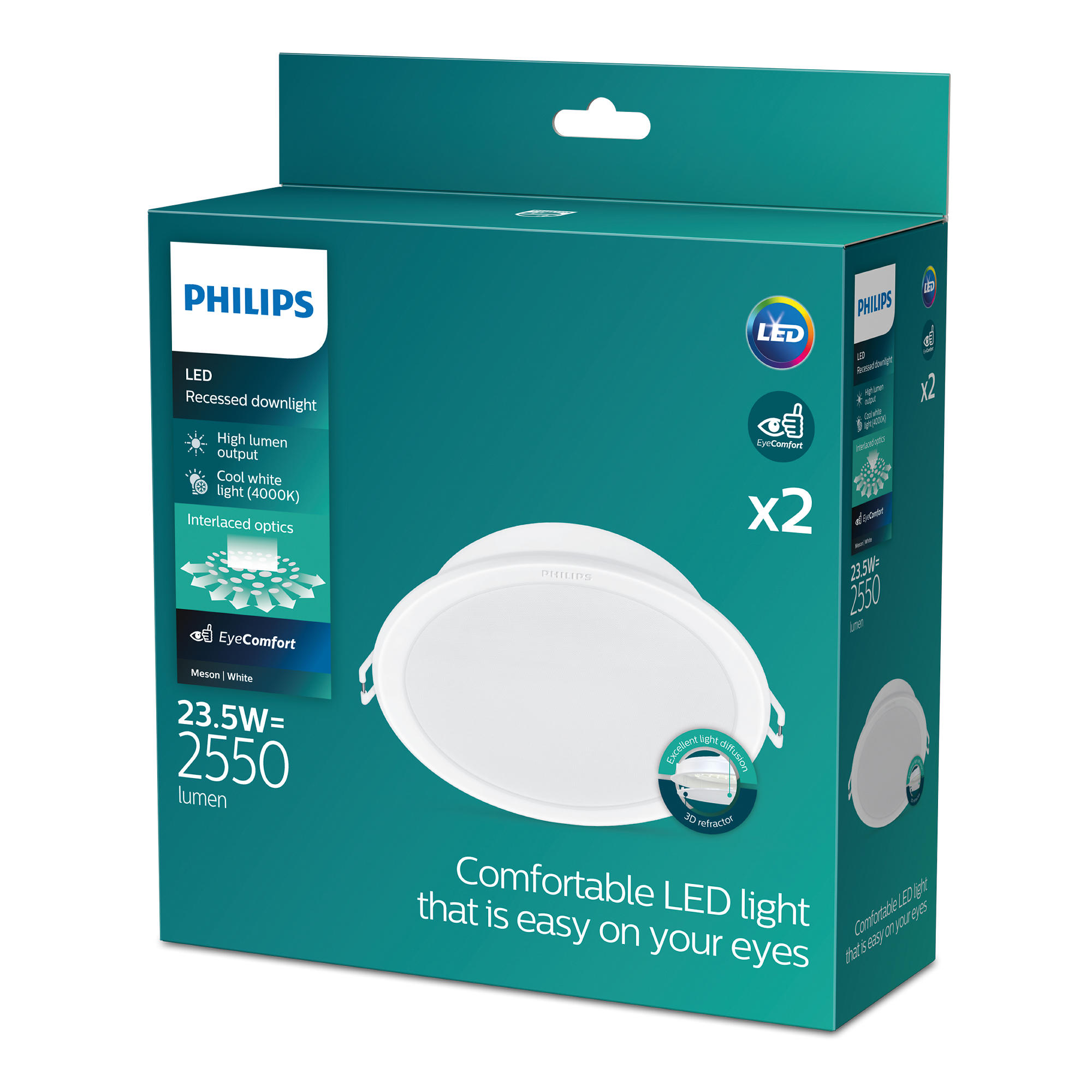 Pack de 2 Downlight empotrable 200mm 23.5W 6500K Blanco; 2550 lúmenes, 15 h. de vida útil Blanco-2