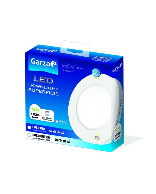 Downlight LED superficie redondo 12 W 1020 lm BCO Luz fría ( >= 5000 K )-2