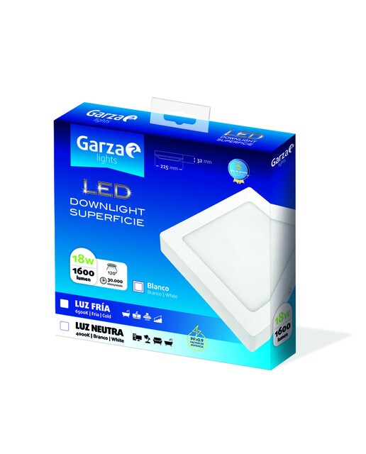 Downlight LED Superfície Quadrada 18 W 1600 lm BCO Luz fria (>= 5000 K).-2