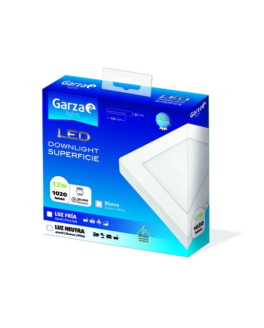 Downlight LED Superfície Quadrada 12 W 1020 lm BCO Luz fria (>= 5000 K).-2