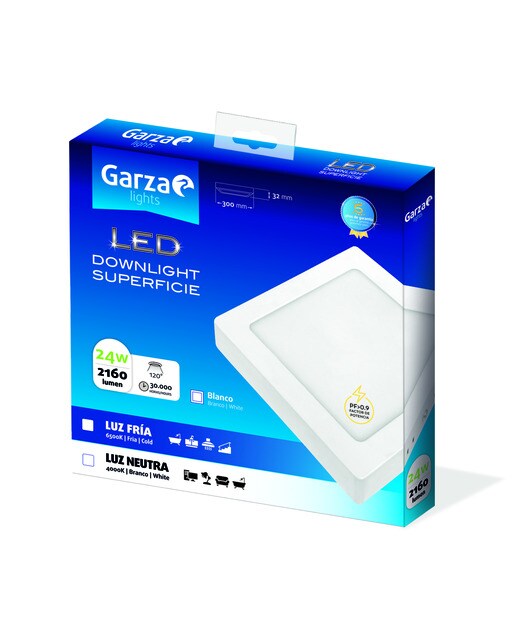 Downlight LED superficie cuadrado 24 W 2160 lm BCO Luz neutra ( >= 3000 K / <= 5000 K )-2