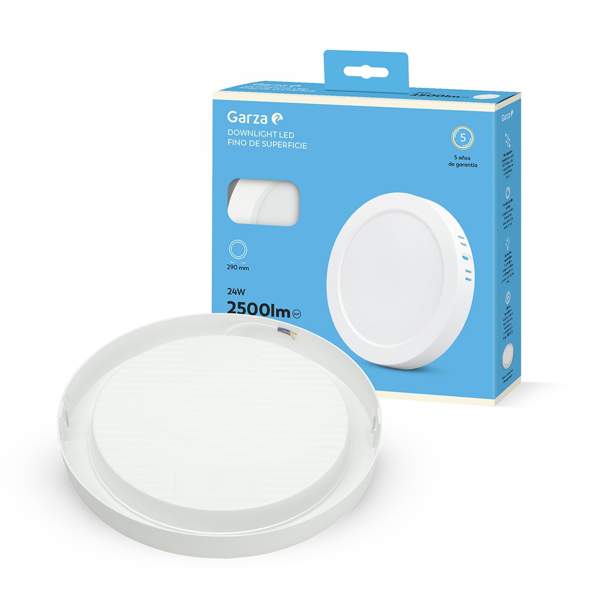 Downlight de Superficie Circular Acrílico GARZA 2500lm 24W 40K Ø290 Blanco Blanco-4