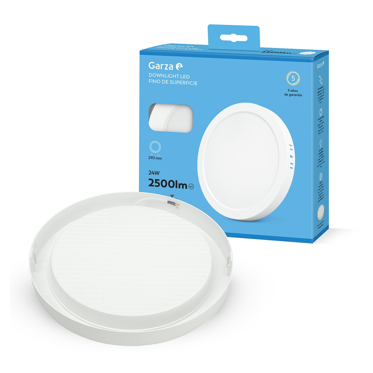 Downlight de Superficie Circular Acrílico GARZA 2500lm 24W 65K Ø290 Blanco Blanco-4