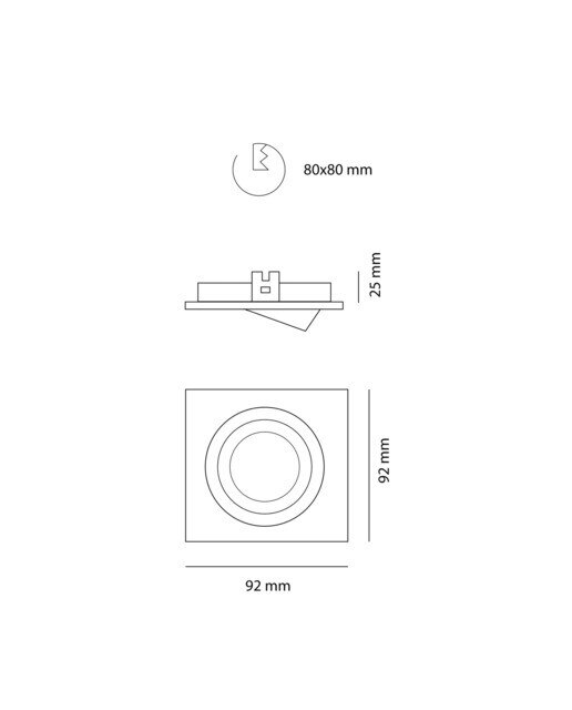 Foco Empotrable cuadrado con bombilla GU10 9 W Luz neutra ( >= 3000 K / <= 5000 K )-3