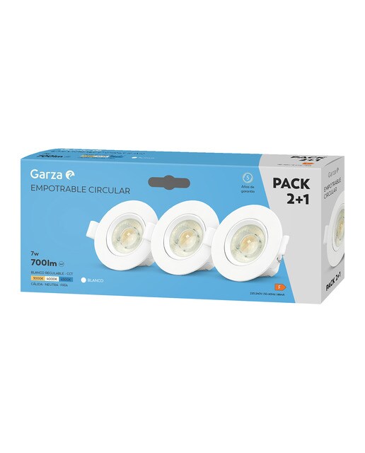 Foco Empotrable Redondo 7W 700 lm CCT - 3 Uds Blanco-2
