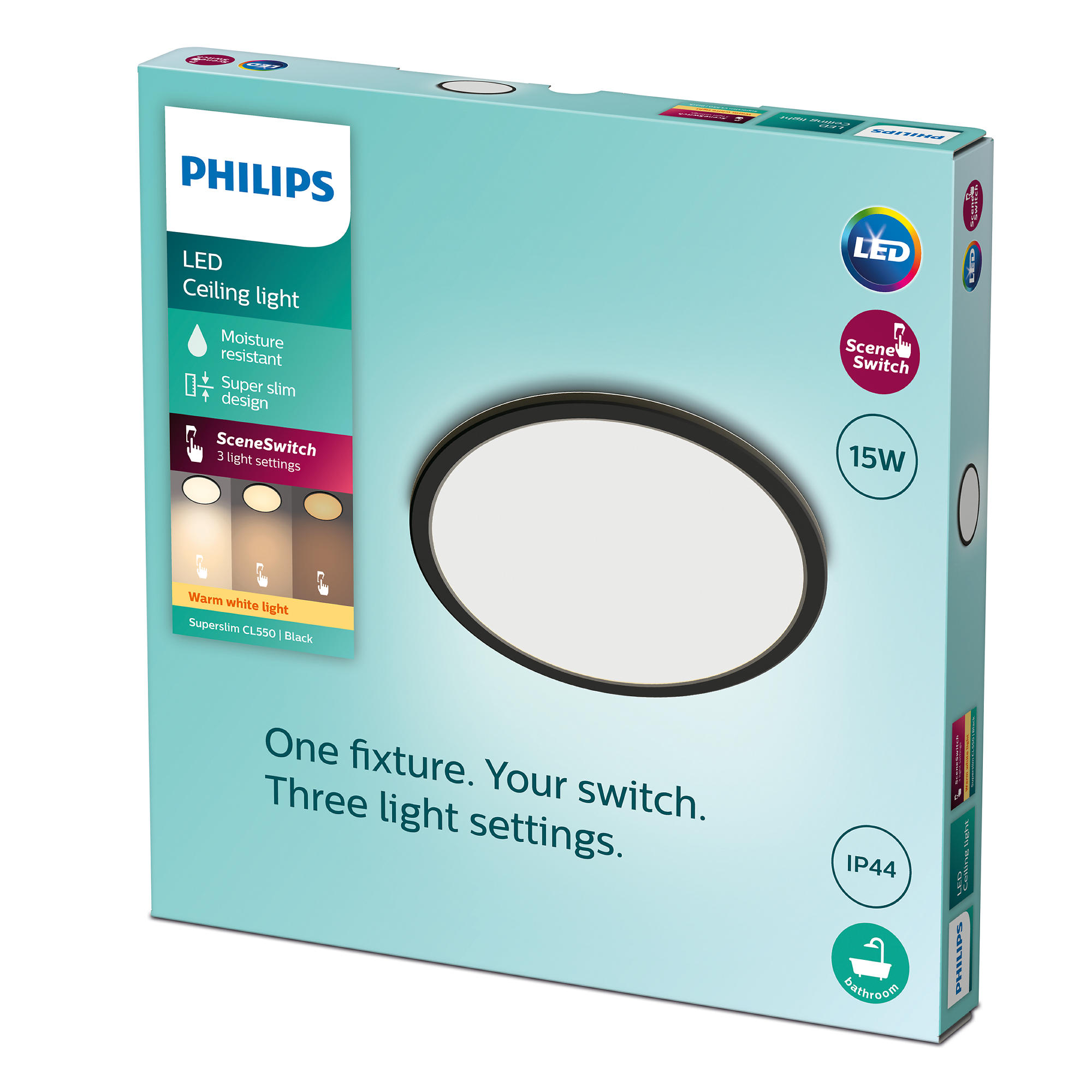 Panel LED Redondo Scene Switch Baño 15W 2700K Ø 25 cm Negro-9