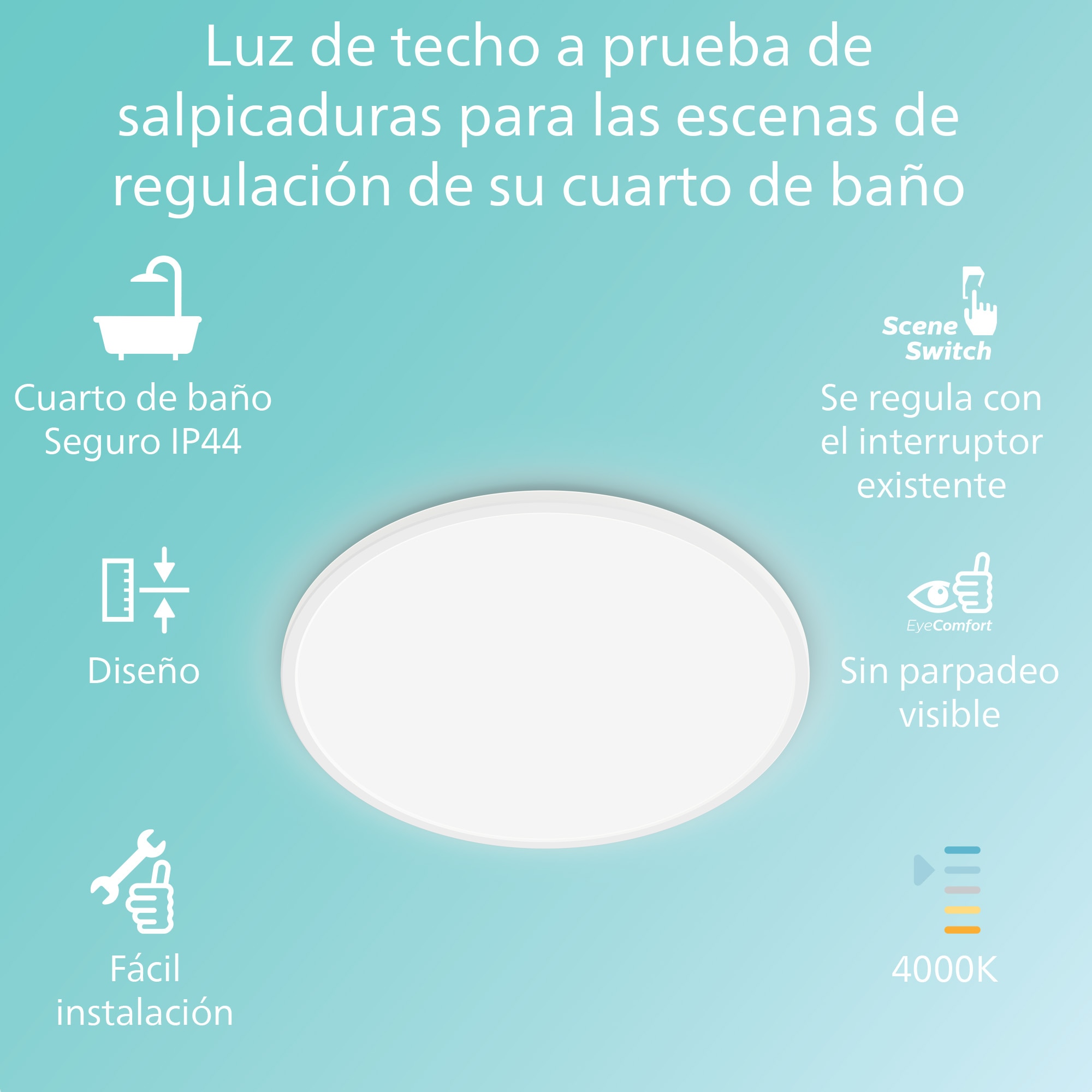 Panel LED Redondo Scene Switch Baño 15W 4000K Ø 25 cm Blanco-2