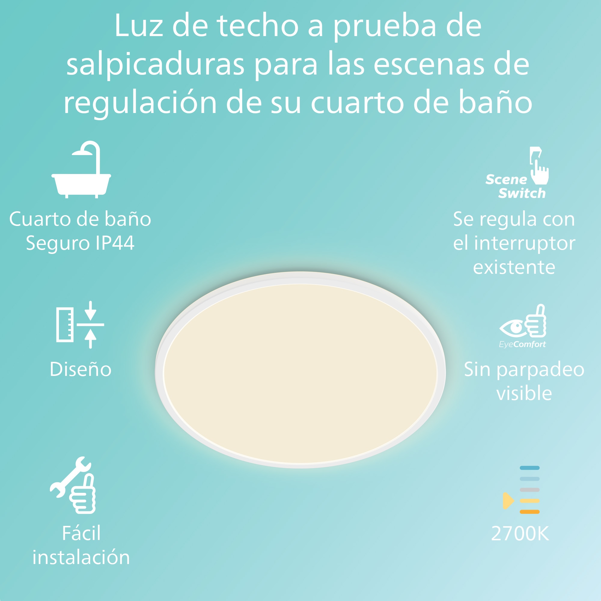 Panel LED Redondo Scene Switch Baño 18W 2700K Ø 30 cm Blanco-2