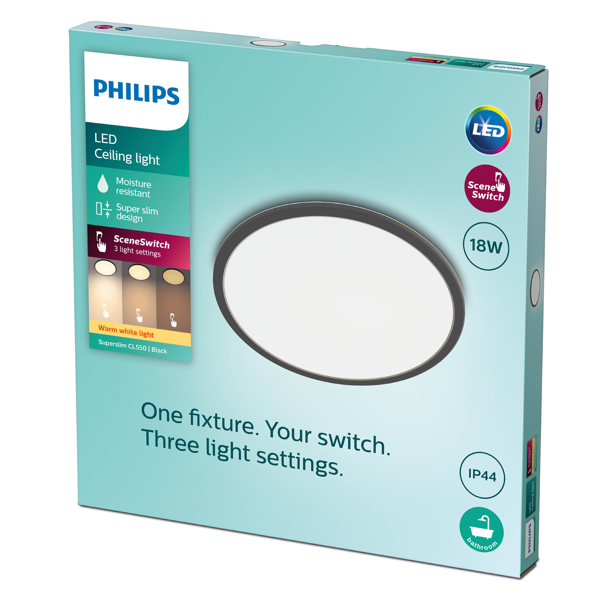 Panel LED Redondo Scene Switch Baño 18W 2700K Ø 30 cm Negro-9