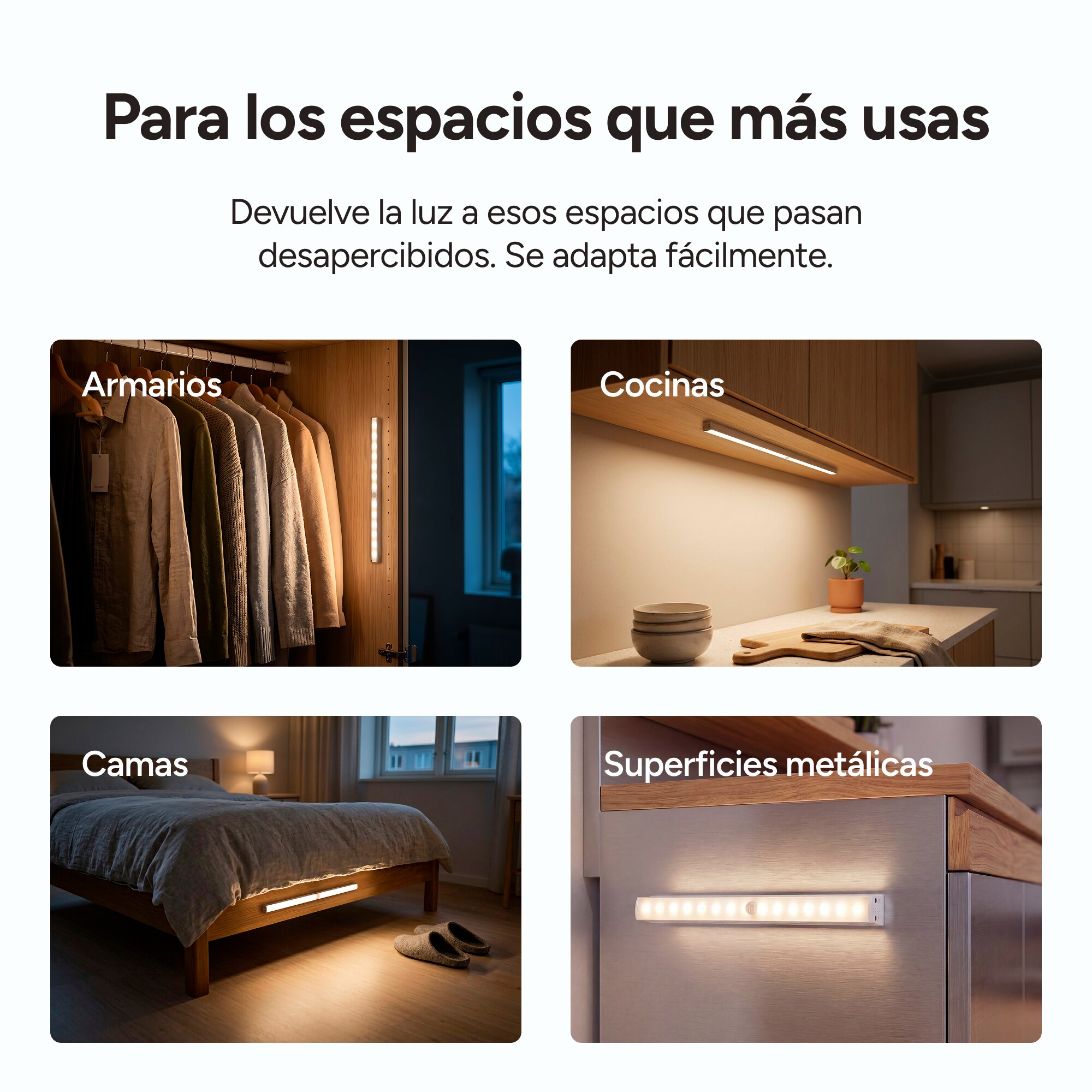 Luz LED Grace KSIX, 55 cm, Sensor inteligente, 120lm, 32 LEDs, Pilas Blanco-6