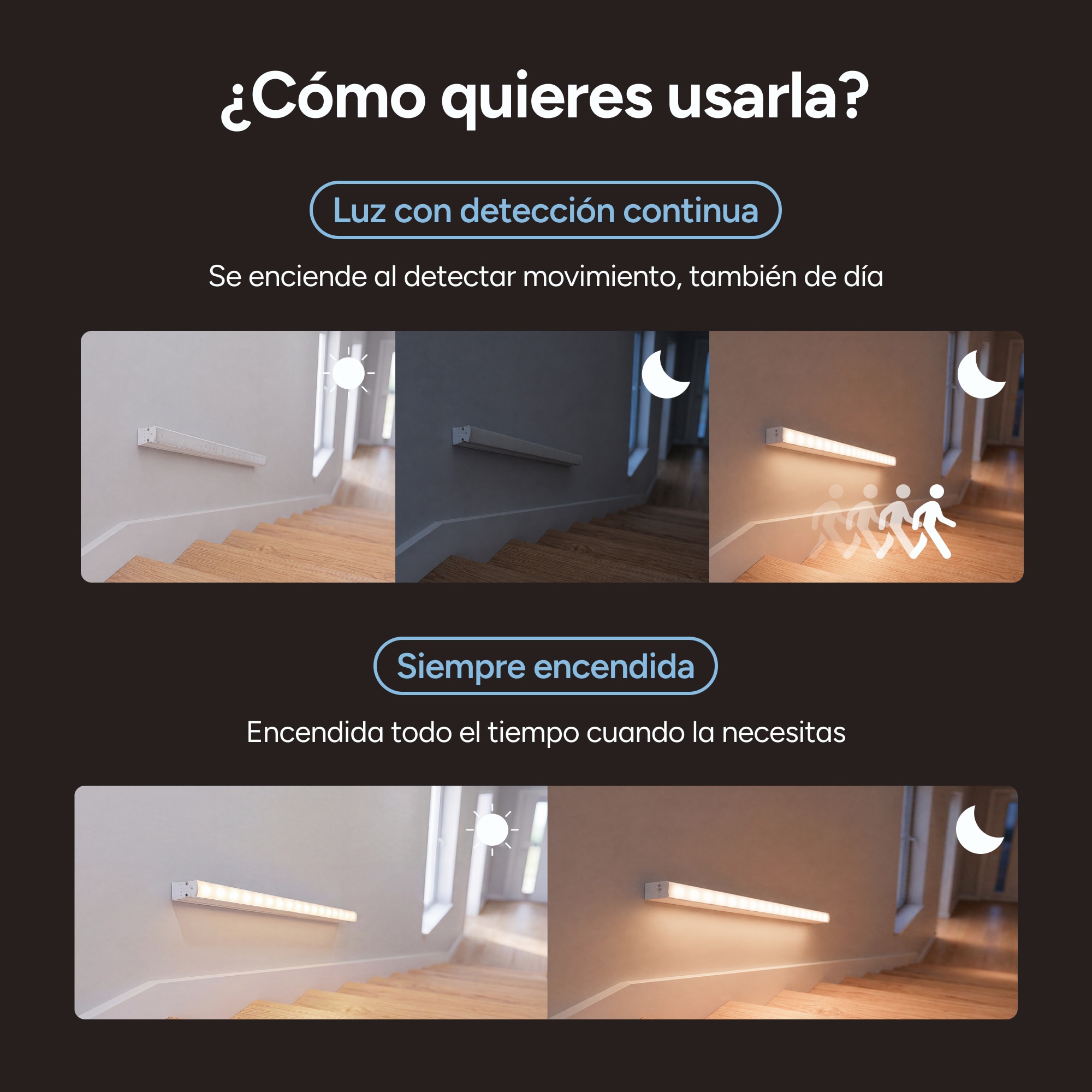 Luz LED Grace KSIX, 55 cm, Sensor inteligente, 120lm, 32 LEDs, Pilas Blanco-8