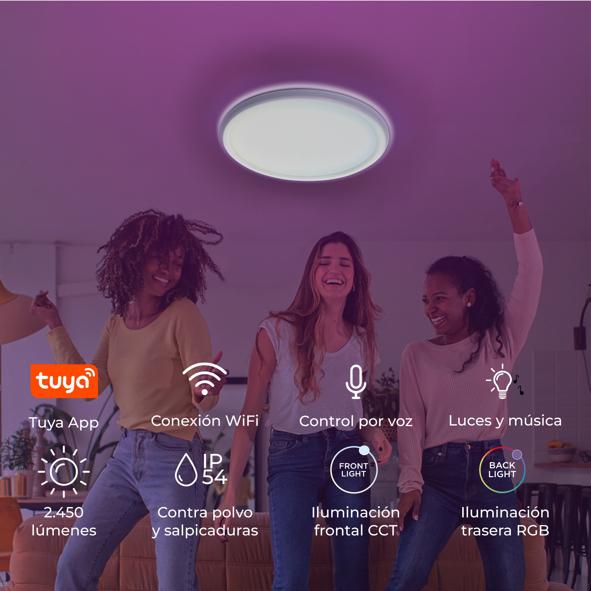Plafón Inteligente SmartLED Duo CCT-RGB Ø42 cm 24W 2450 lm Blanco-4