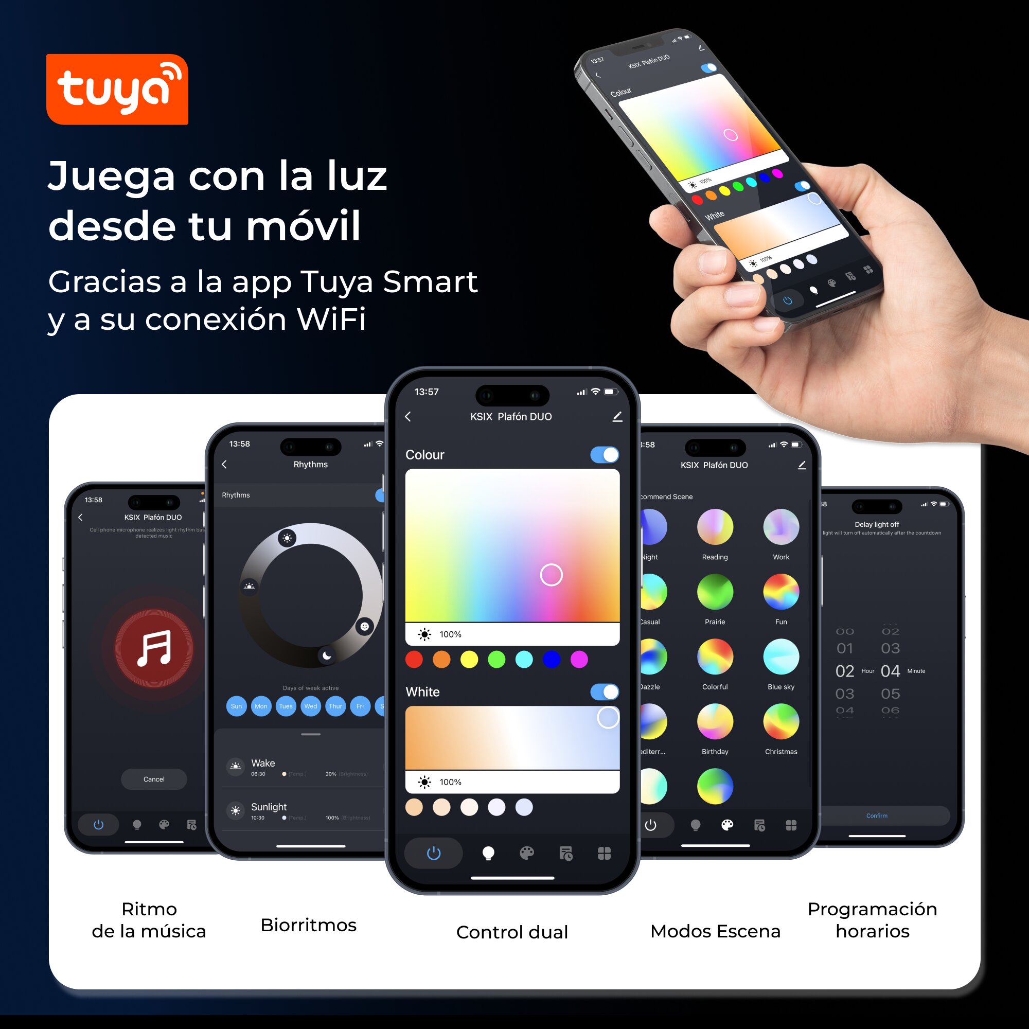 Plafón Inteligente SmartLED Duo CCT-RGB Ø42 cm 24W 2450 lm Blanco-5