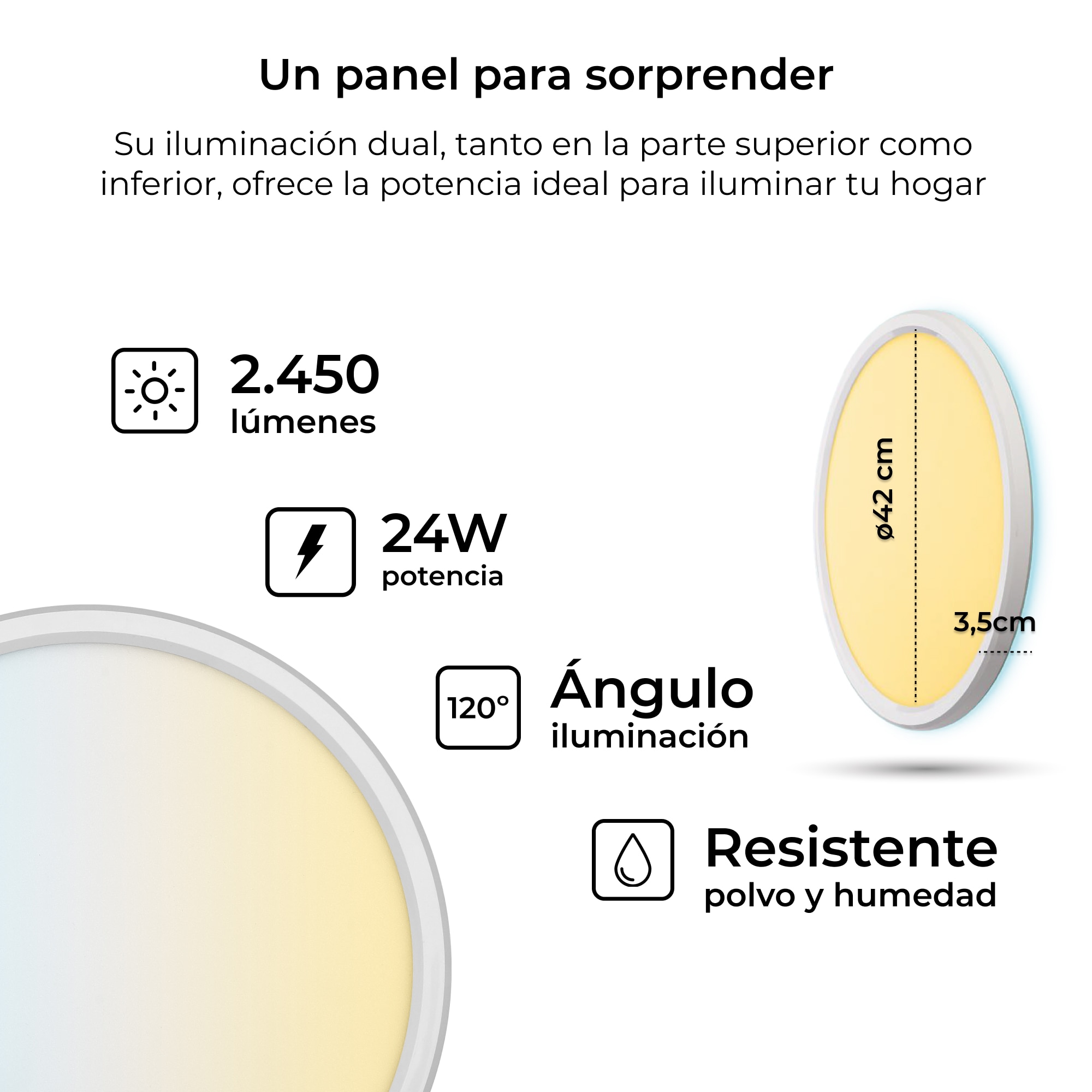 Plafón Inteligente SmartLED Duo CCT-RGB Ø42 cm 24W 2450 lm Blanco-7