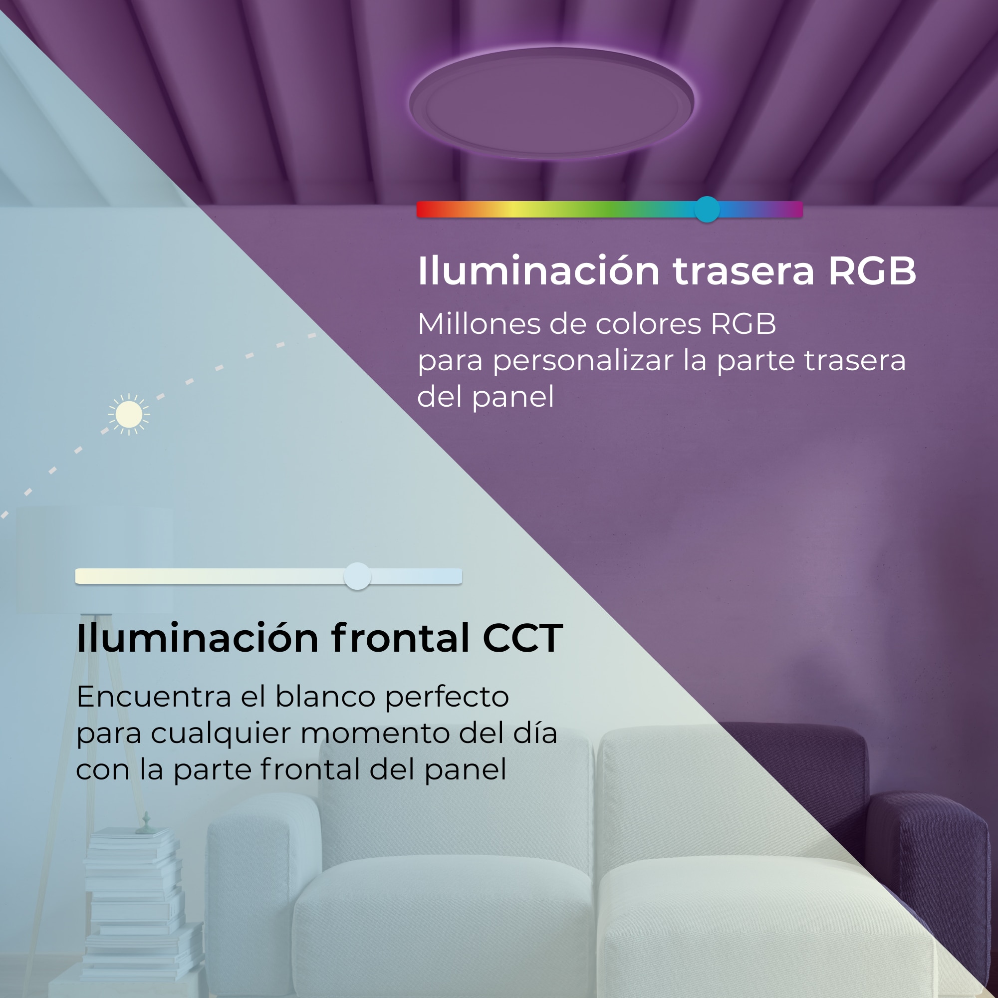 Plafón Inteligente SmartLED Duo CCT-RGB Ø42 cm 24W 2450 lm Blanco-8