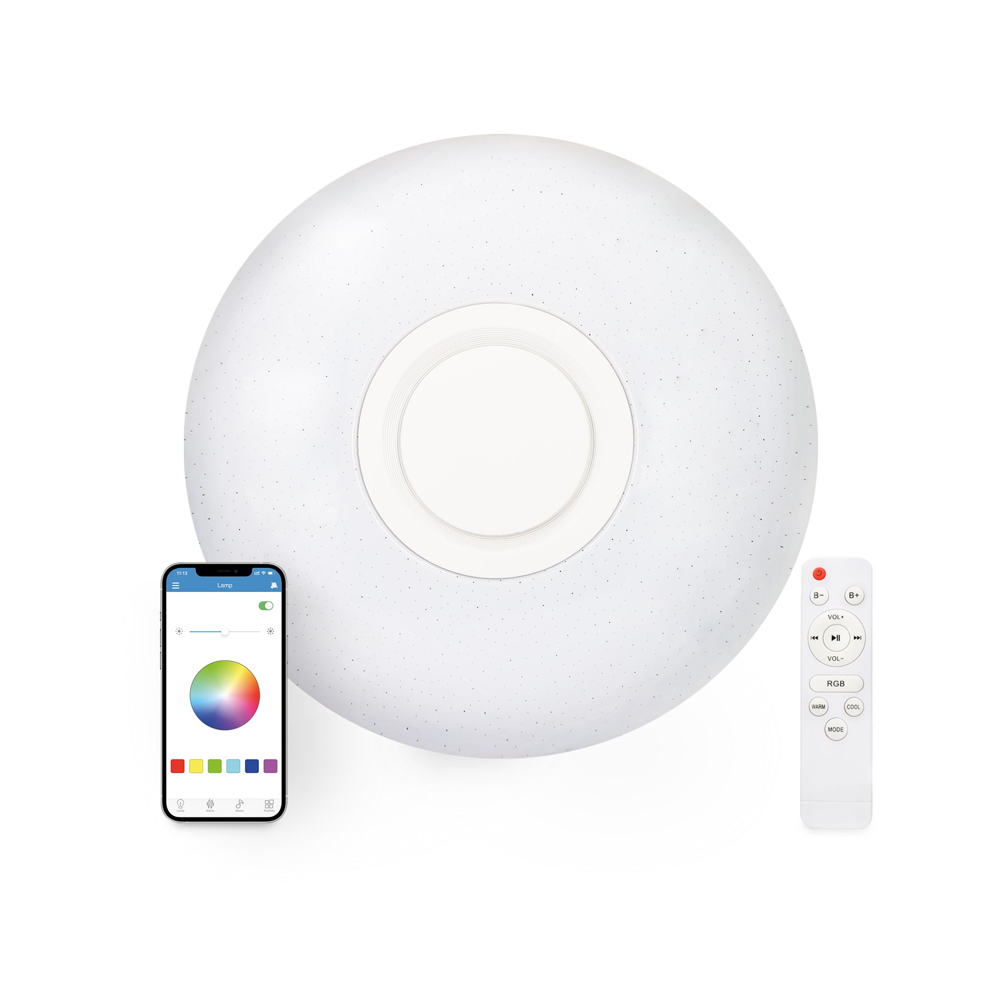 Plafón Inteligente SmartLED con Altavoz Rainbow CCT-RGBIC Ø40 cm 30W 2200 lm Blanco-3