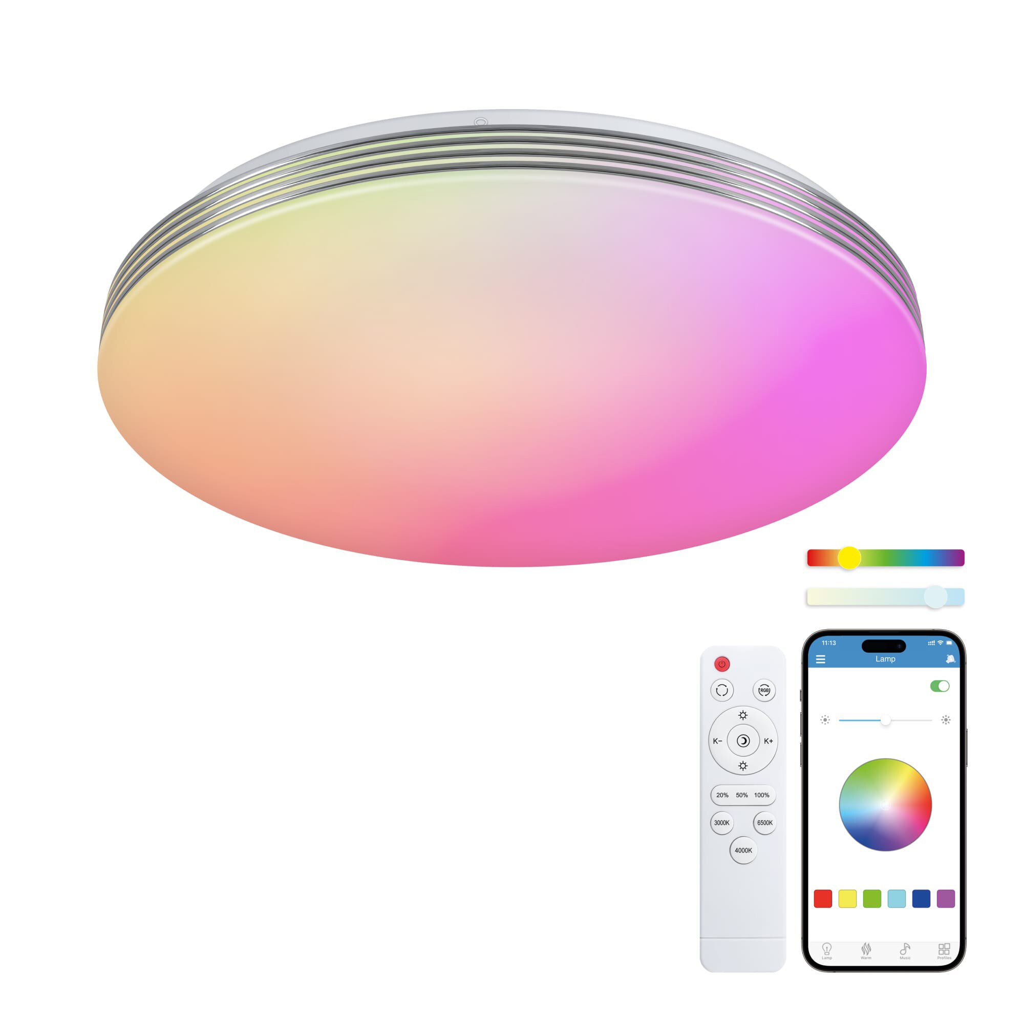 Plafón Inteligente SmartLED Boreal RGBIC-CCT Ø38,5 cm 52W 5600 lm Blanco-1