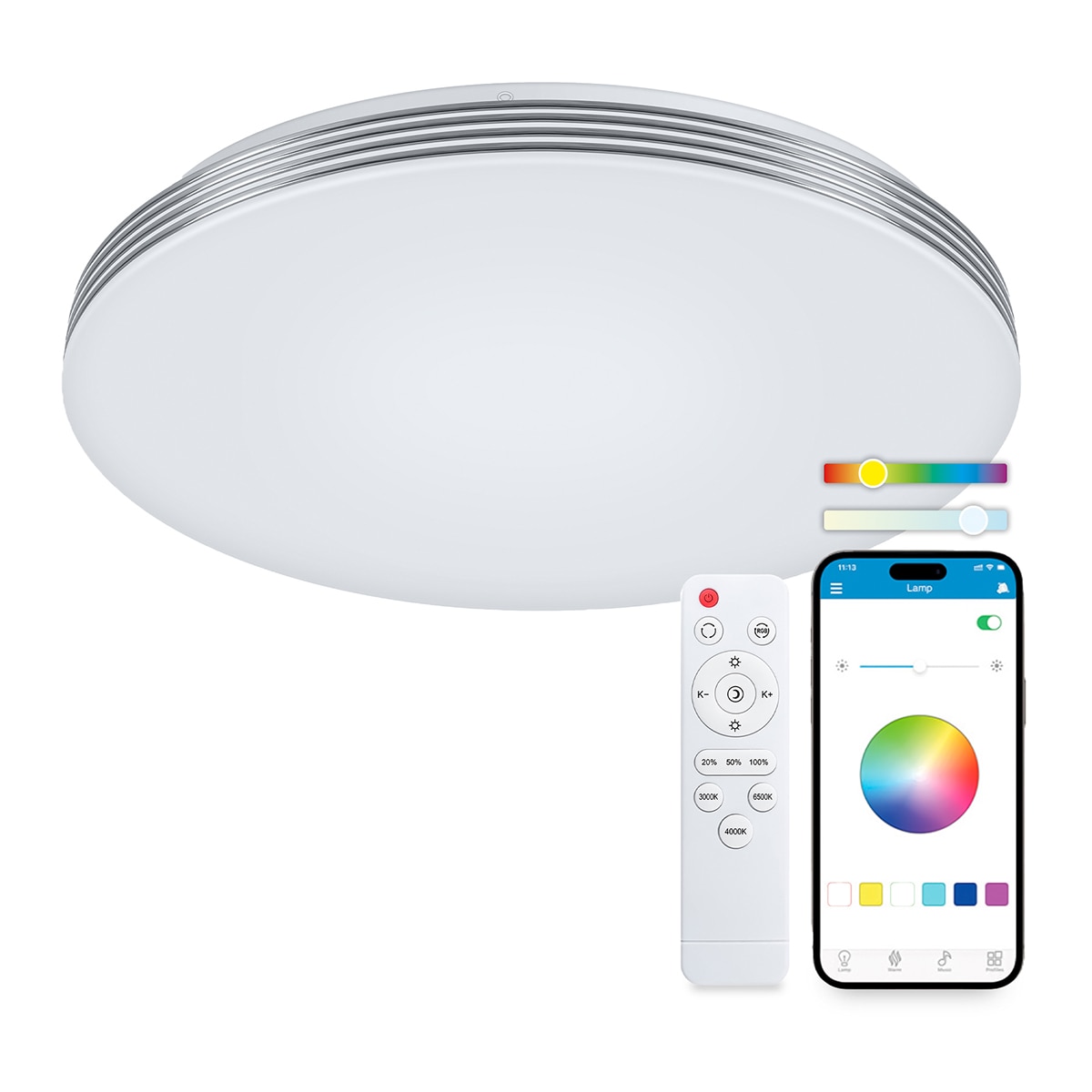 Plafón Inteligente SmartLED Boreal RGBIC-CCT Ø38,5 cm 52W 5600 lm Blanco-2