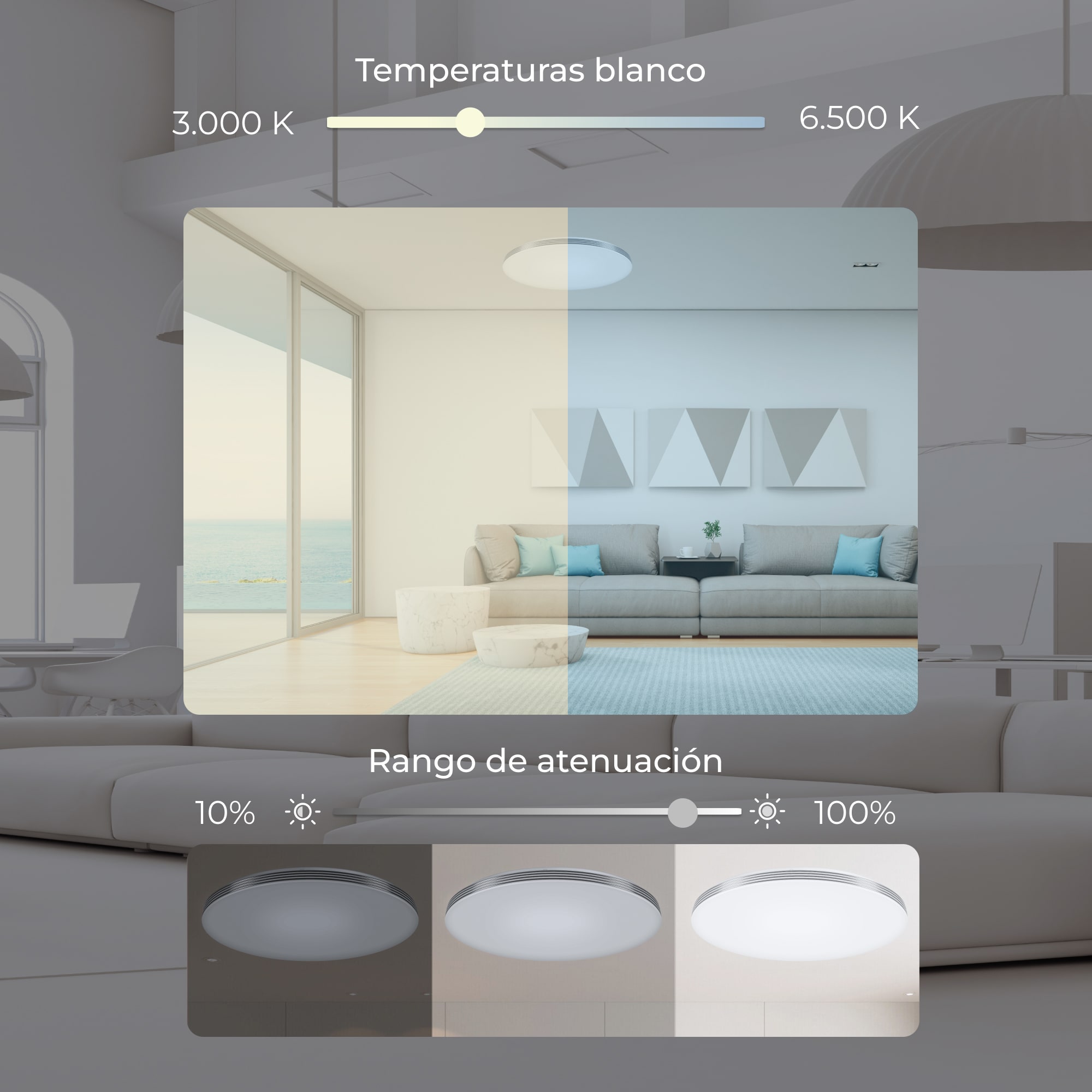 Plafón Inteligente SmartLED Boreal RGBIC-CCT Ø38,5 cm 52W 5600 lm Blanco-7