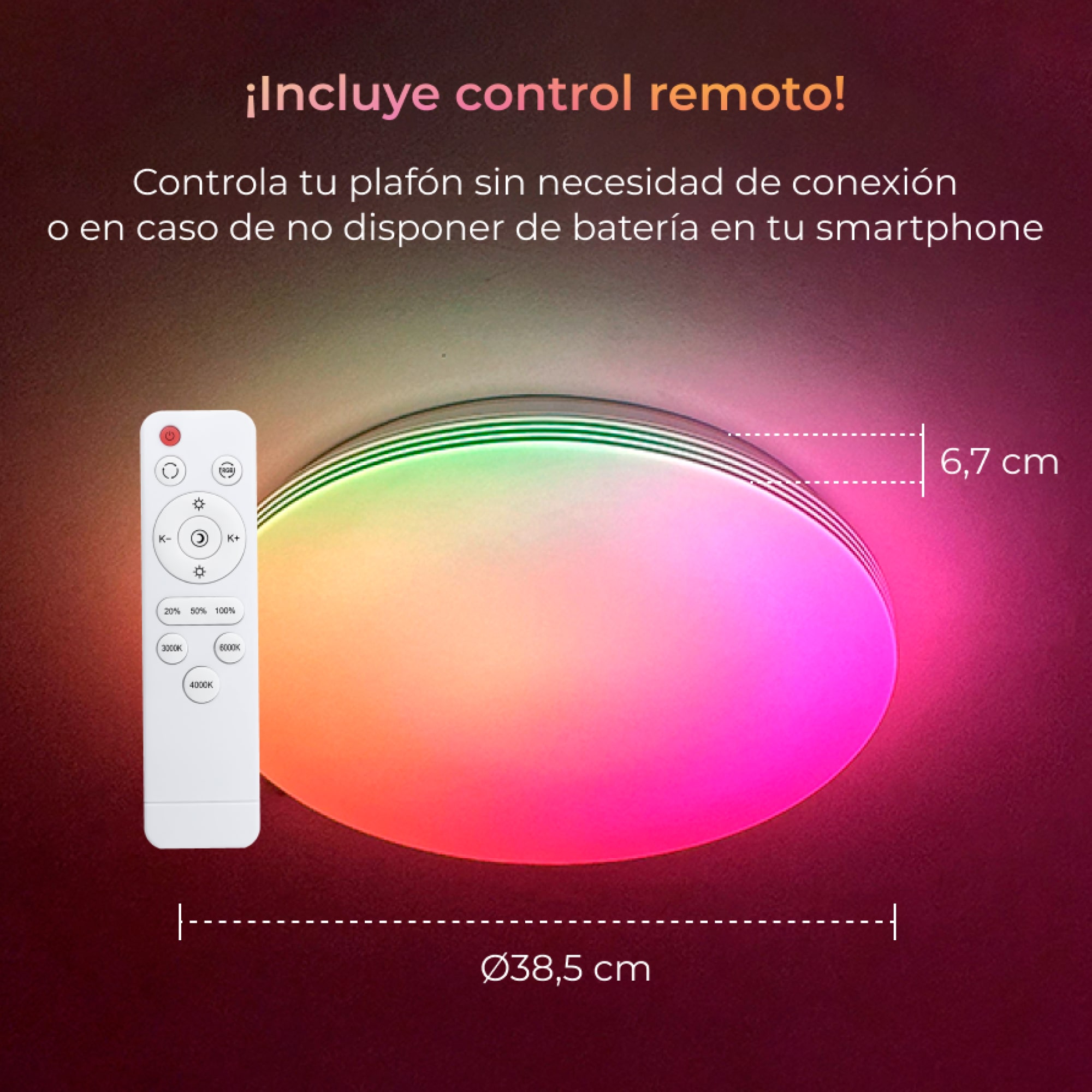 Plafón Inteligente SmartLED Boreal RGBIC-CCT Ø38,5 cm 52W 5600 lm Blanco-9