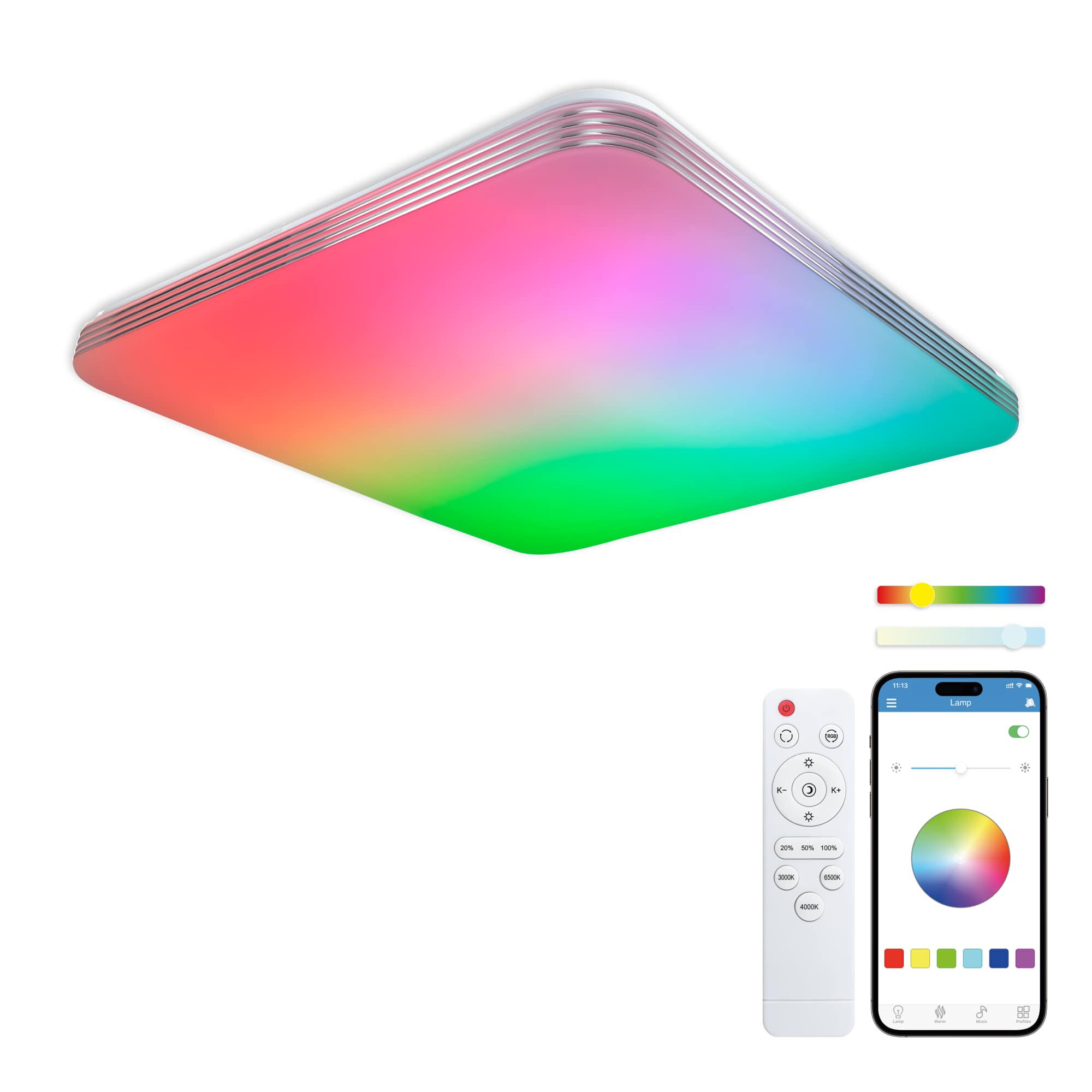 Plafón Inteligente SmartLED Twilight RGBIC-CCT Ø47,5 cm 70W 7700 lm Blanco-1
