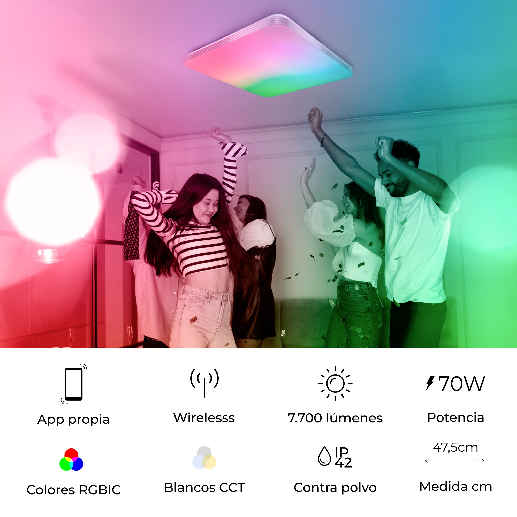 Plafón Inteligente SmartLED Twilight RGBIC-CCT Ø47,5 cm 70W 7700 lm Blanco-3
