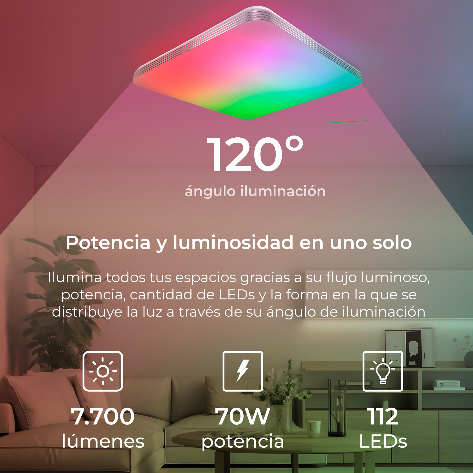 Plafón Inteligente SmartLED Twilight RGBIC-CCT Ø47,5 cm 70W 7700 lm Blanco-5
