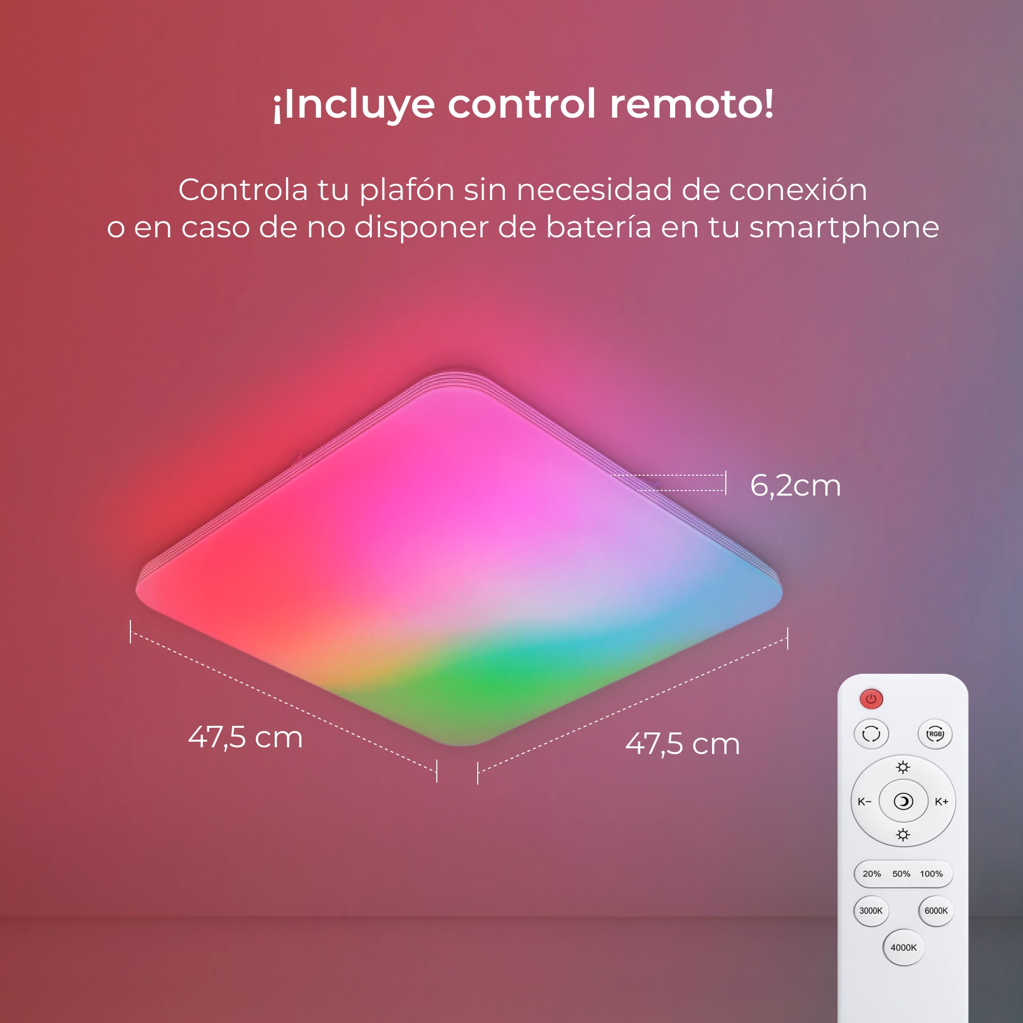 Plafón Inteligente SmartLED Twilight RGBIC-CCT Ø47,5 cm 70W 7700 lm Blanco-9